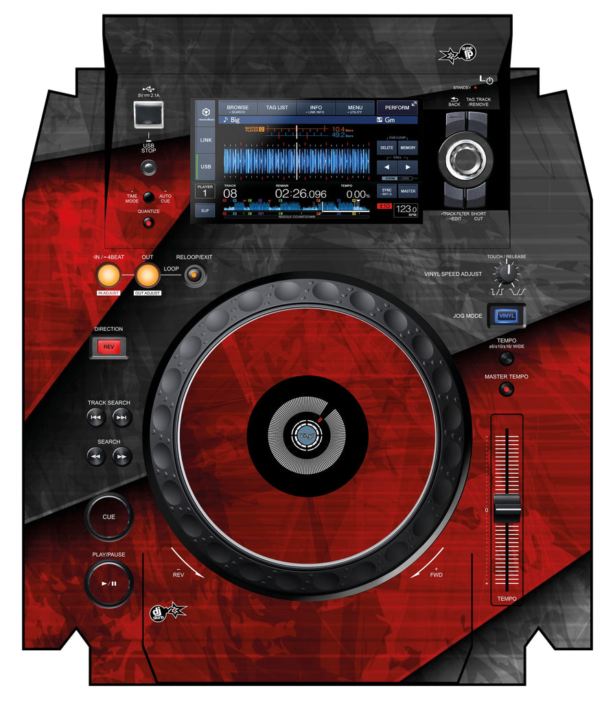 Pioneer DJ XDJ 1000 MK2 Skin Steelay Red