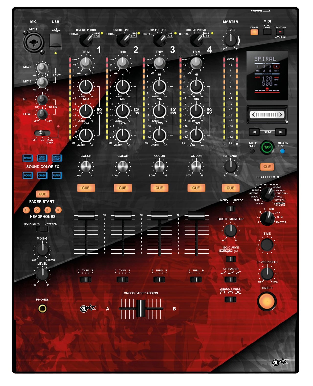 Pioneer DJ DJM 900 NEXUS Skin Steelay Red