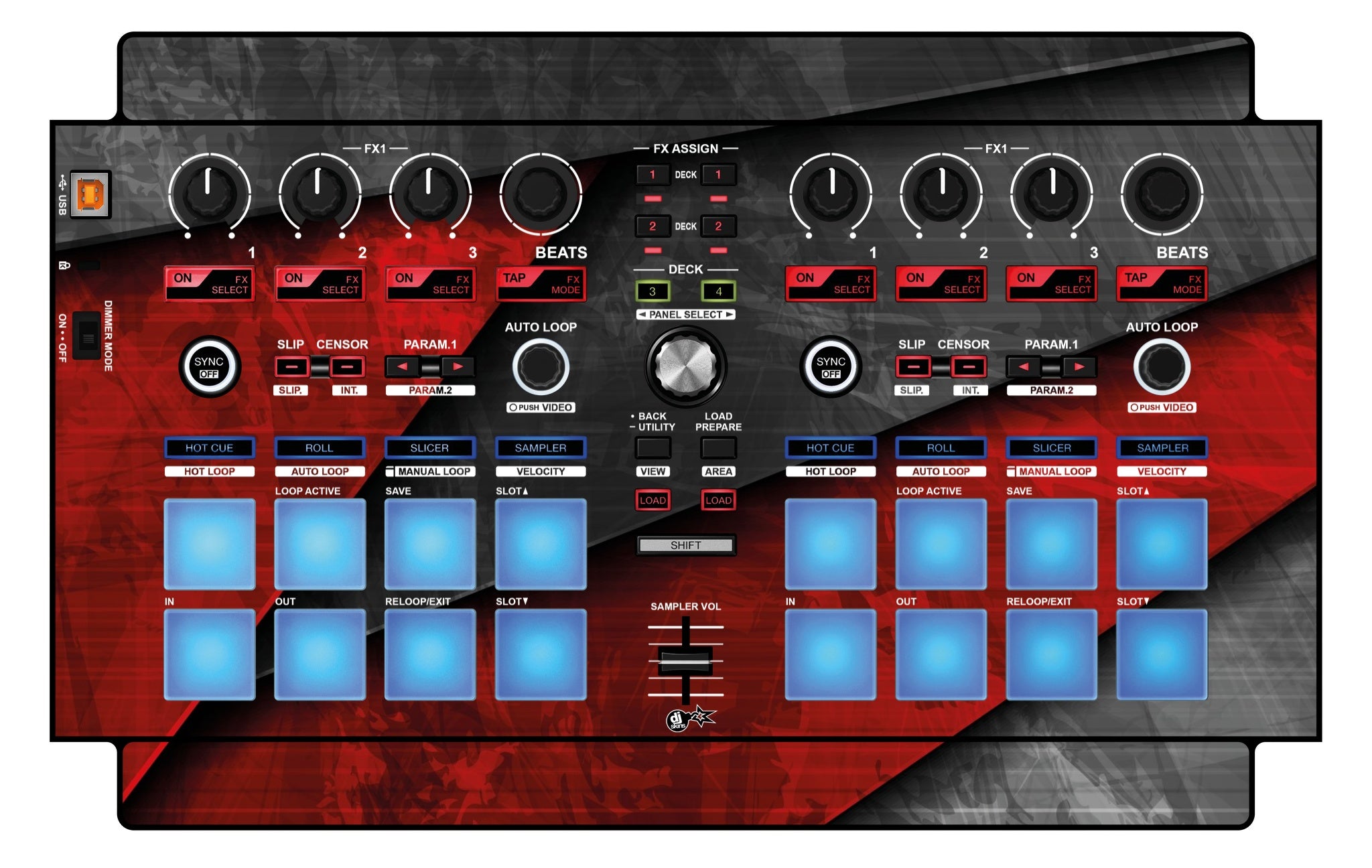 Pioneer DJ DDJ SP 1 Skin Steelay Red