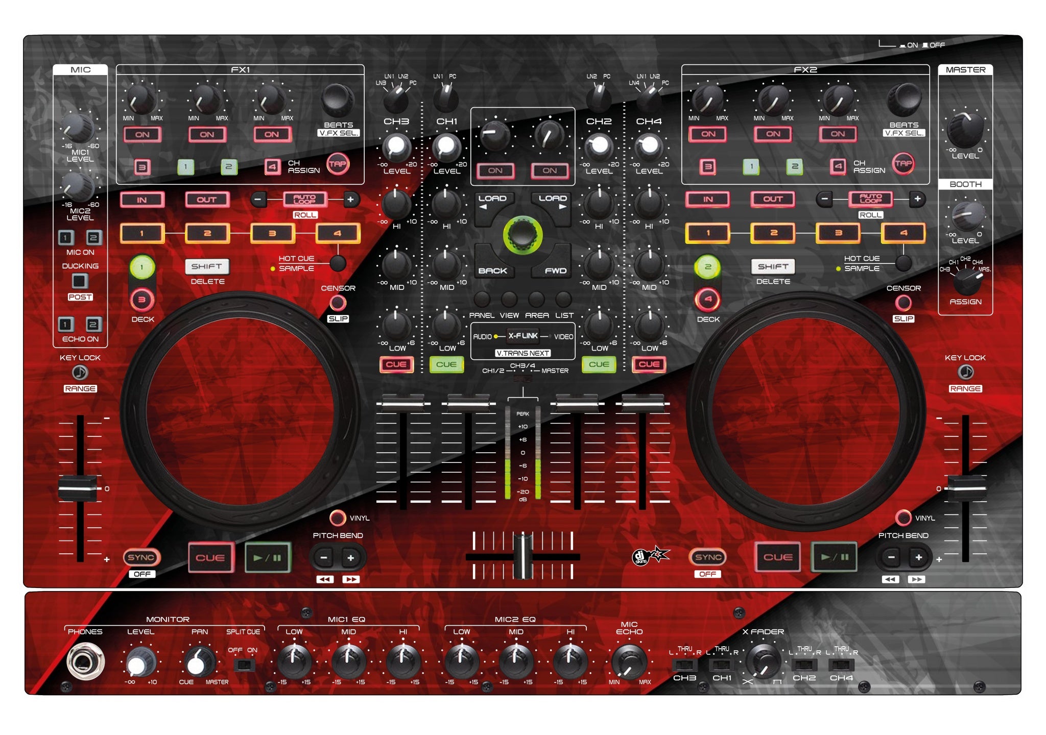Denon DJ MC 6000 MK2 Skin Steelay Red