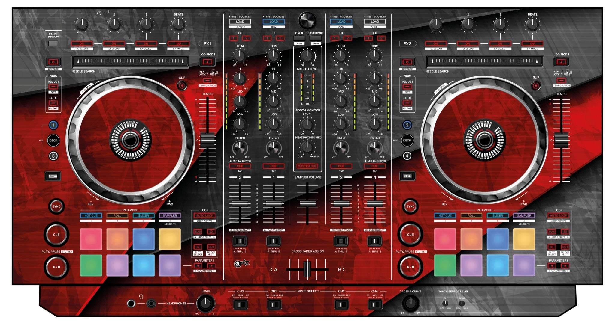 Pioneer DJ DDJ SX Skin Steelay Red