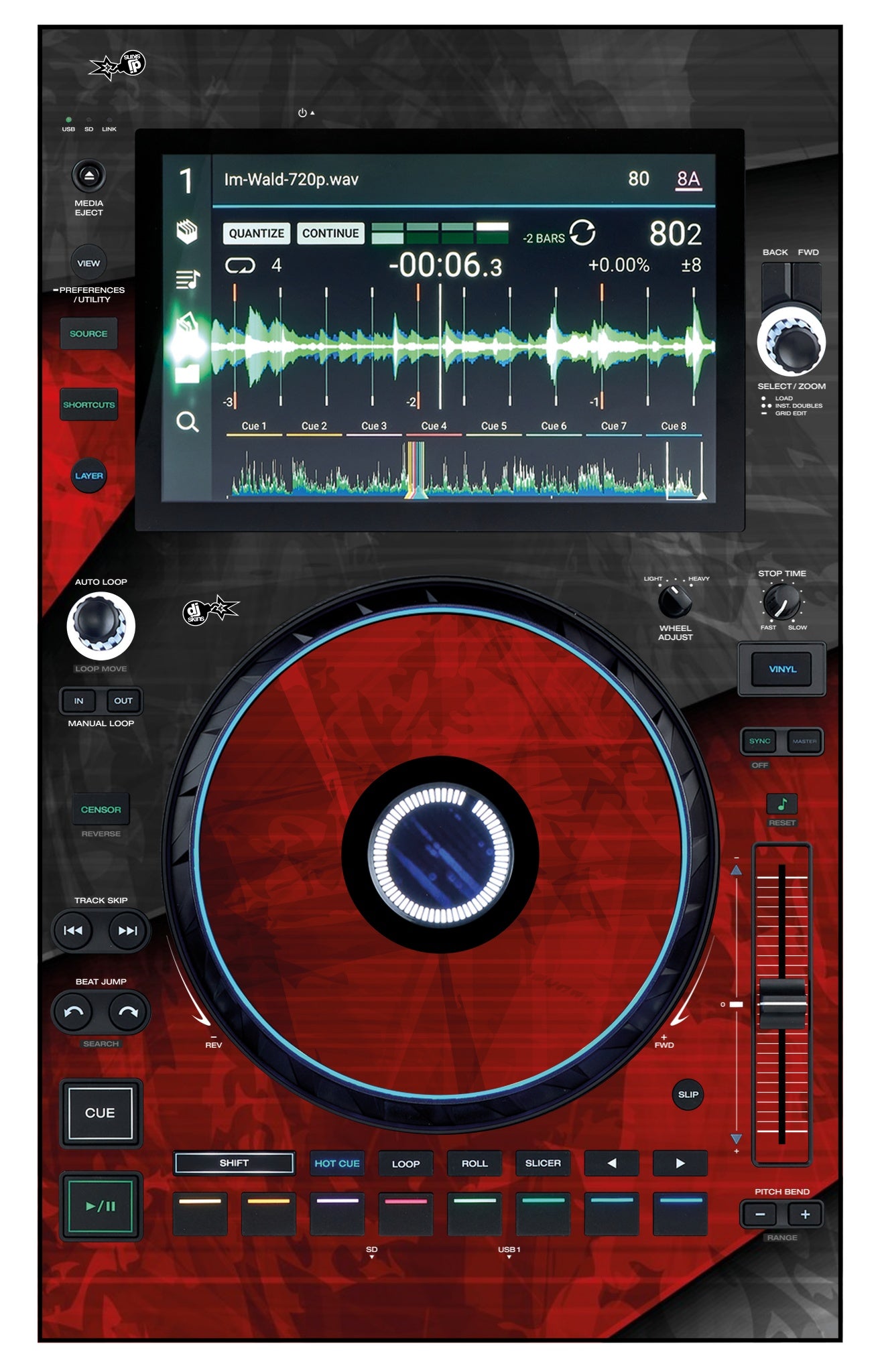 Denon DJ SC 6000 Skin Steelay Red