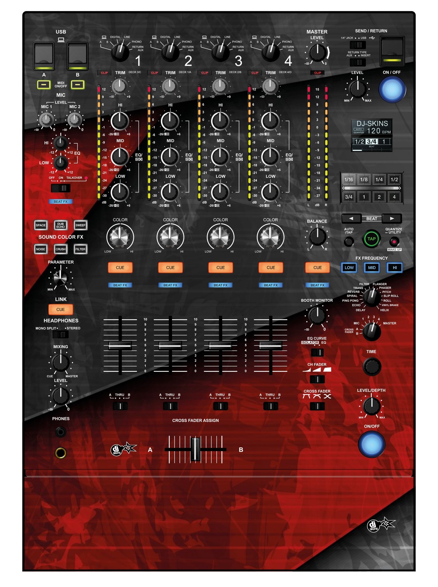 Pioneer DJ DJM 900 NEXUS 2 Skin Steelay Red