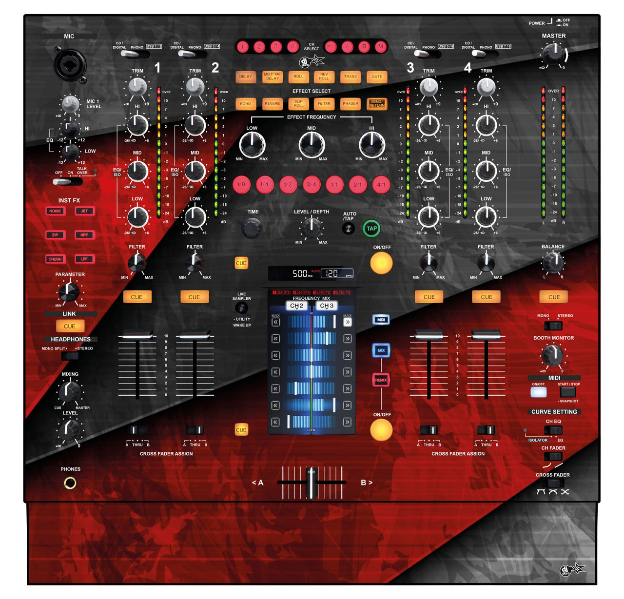 Pioneer DJ DJM 2000 Skin Steelay Red