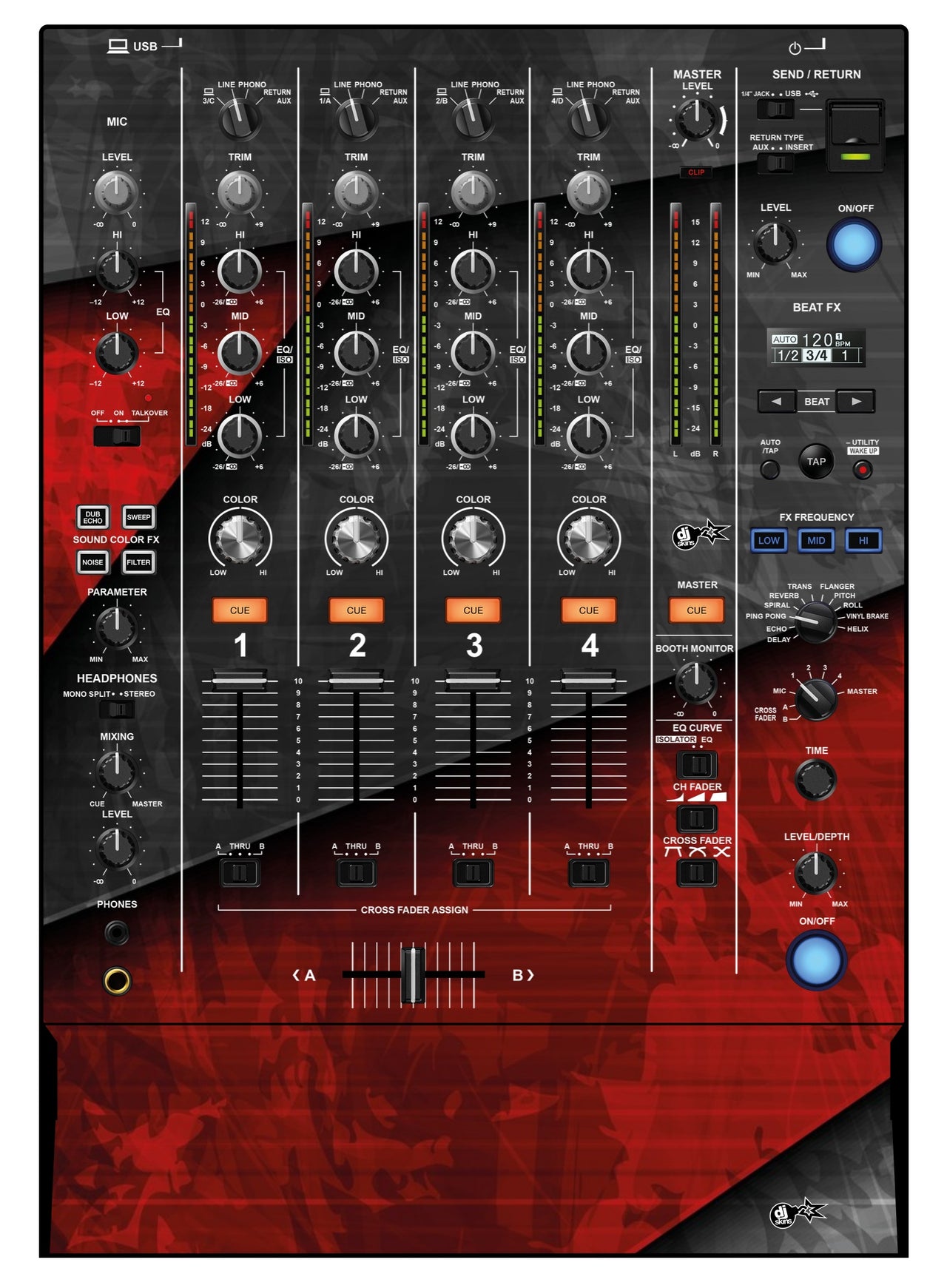 Pioneer DJ DJM 750 MK2 Skin Steelay Red