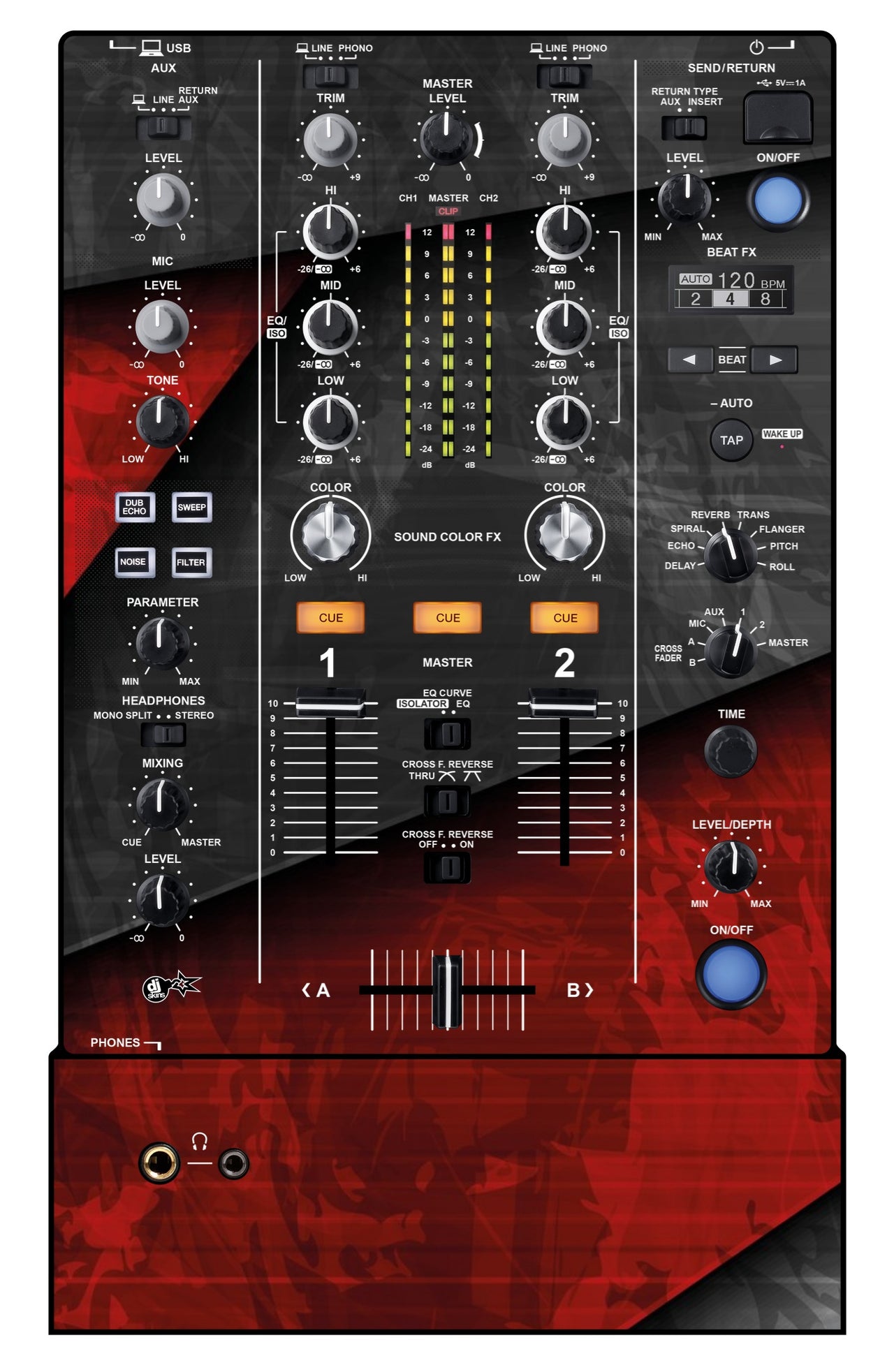 Pioneer DJ DJM 450 Skin Steelay Red