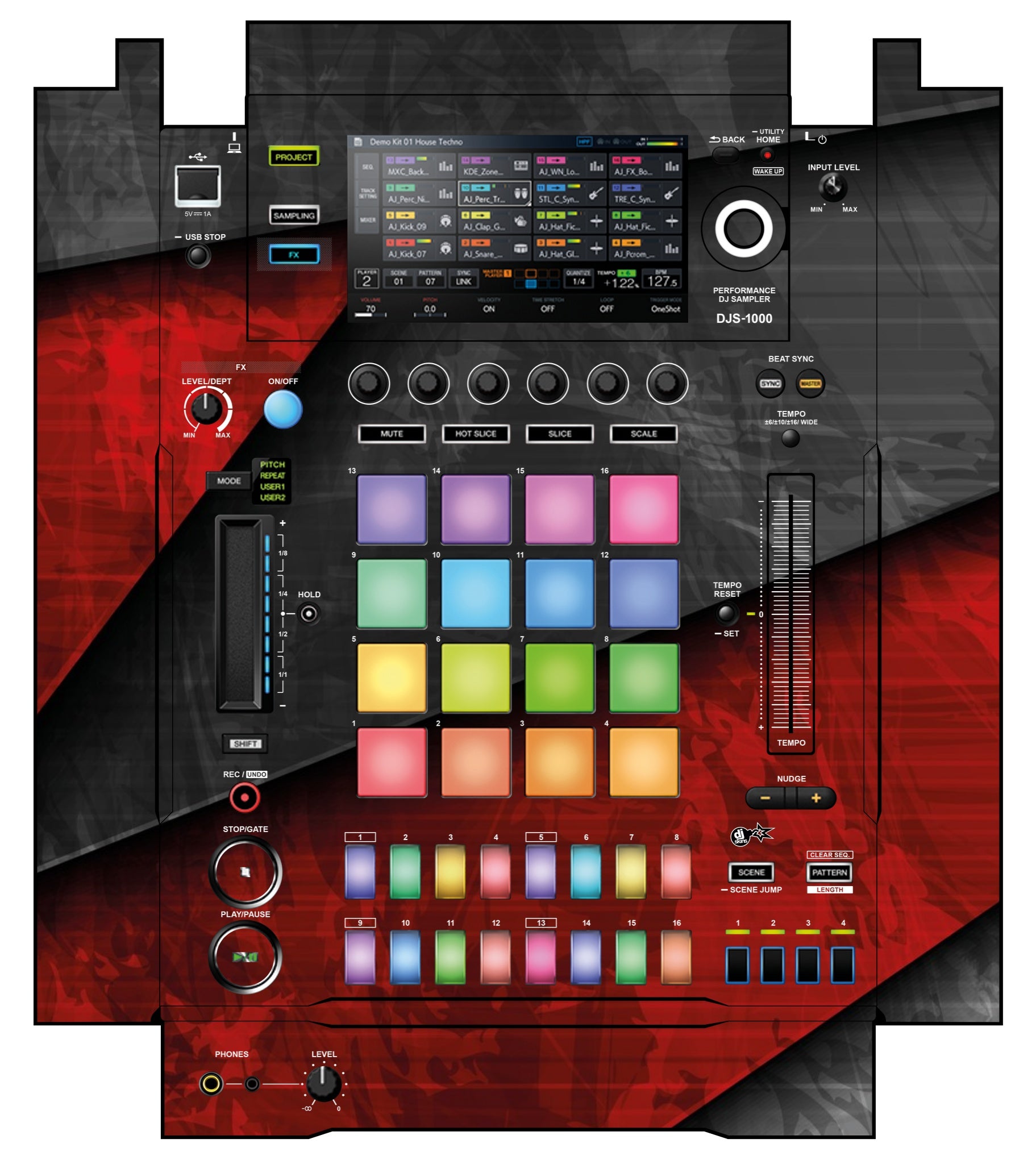 Pioneer DJ DJS 1000 Skin Steelay Red