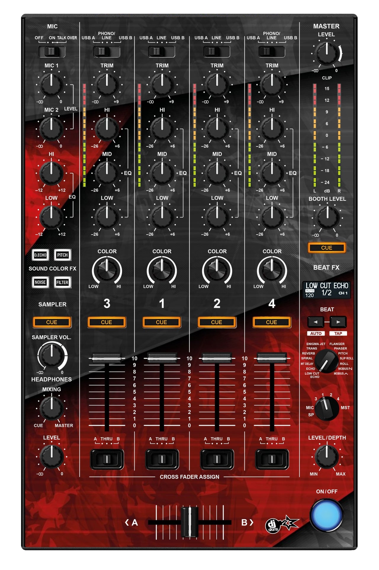 Pioneer DJ DDJ 1000 SRT MIXER Skin Steelay Red