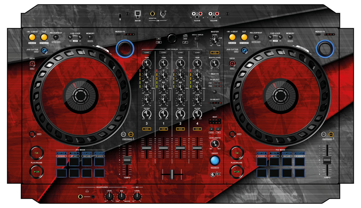 DJ Skins® Pioneer DJ DDJ FLX6 Skin Steelay Red