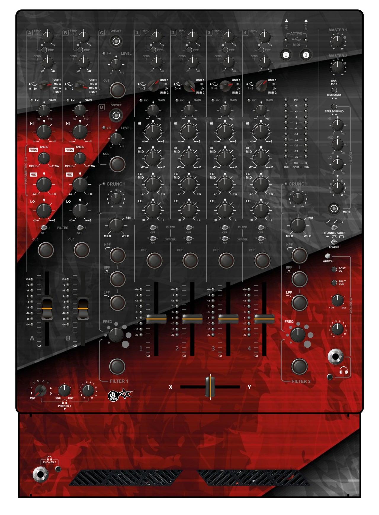 Allen and Heath XONE 96 Skin Steelay Red