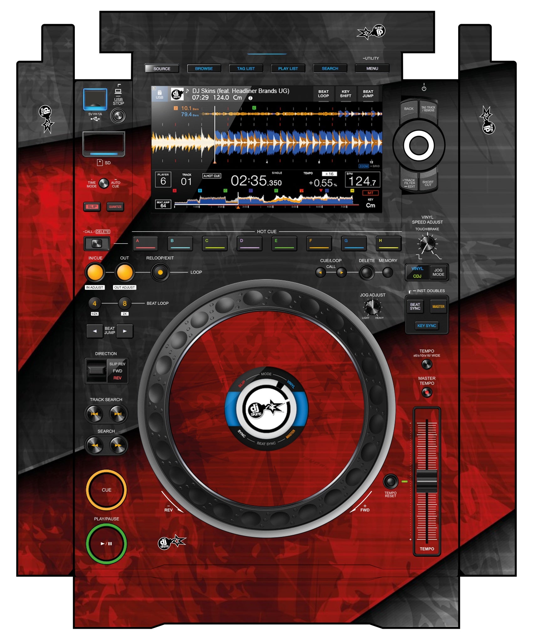 Pioneer DJ CDJ 3000 incl. SIDES Skin Steelay Red