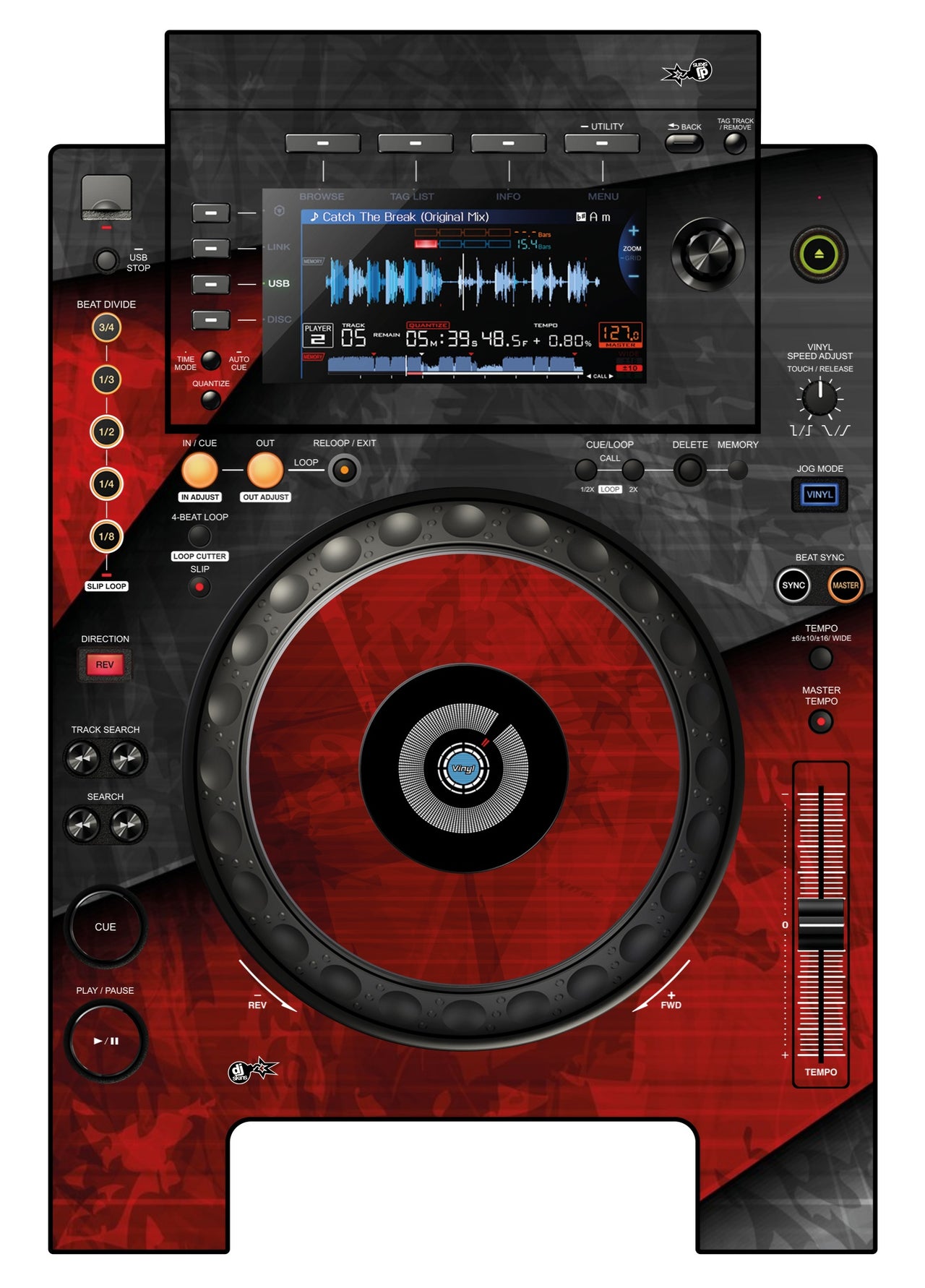 Pioneer DJ CDJ 900 NEXUS Skin Steelay Red