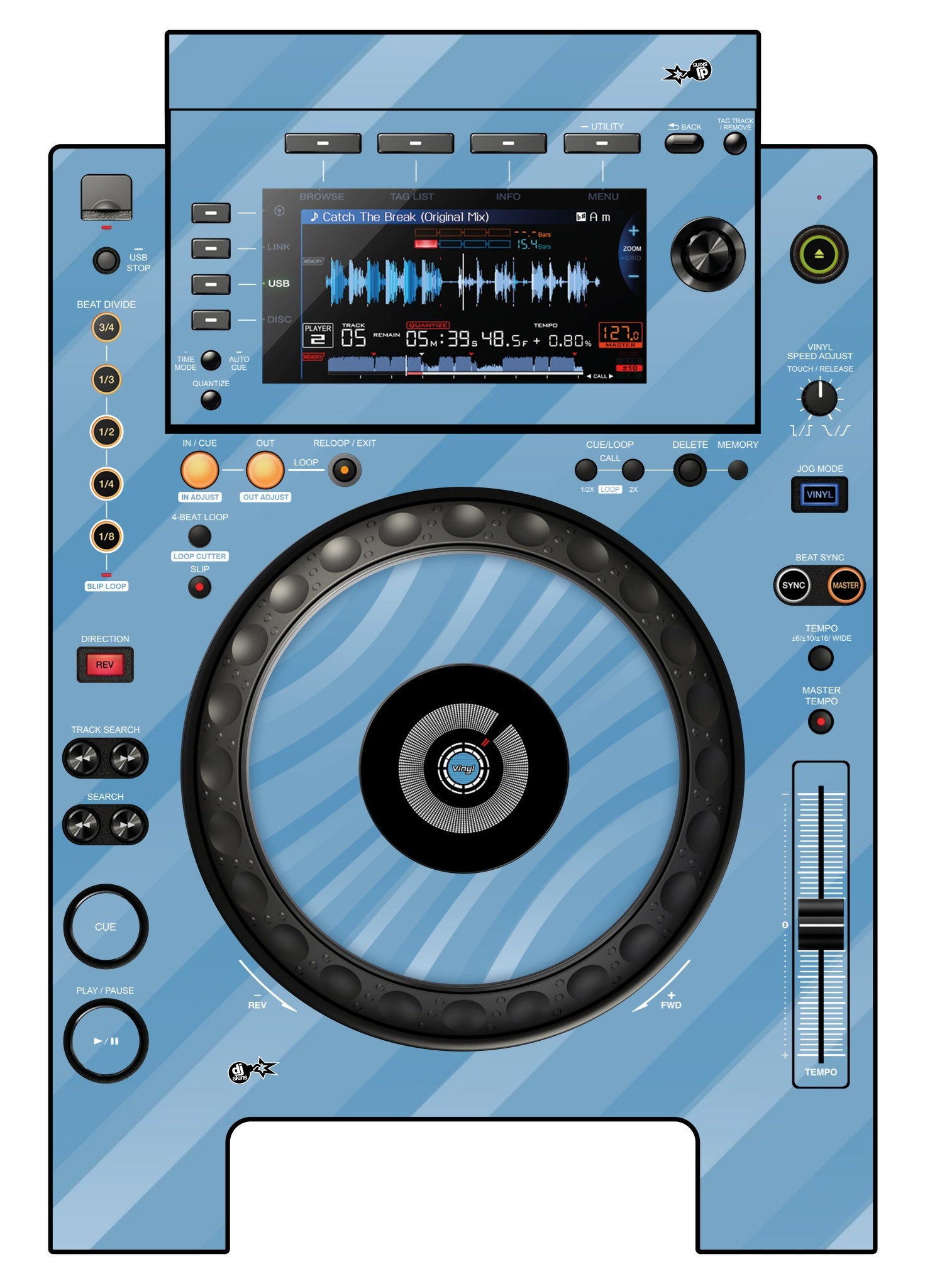 Pioneer DJ CDJ 900 NEXUS Skin Striper