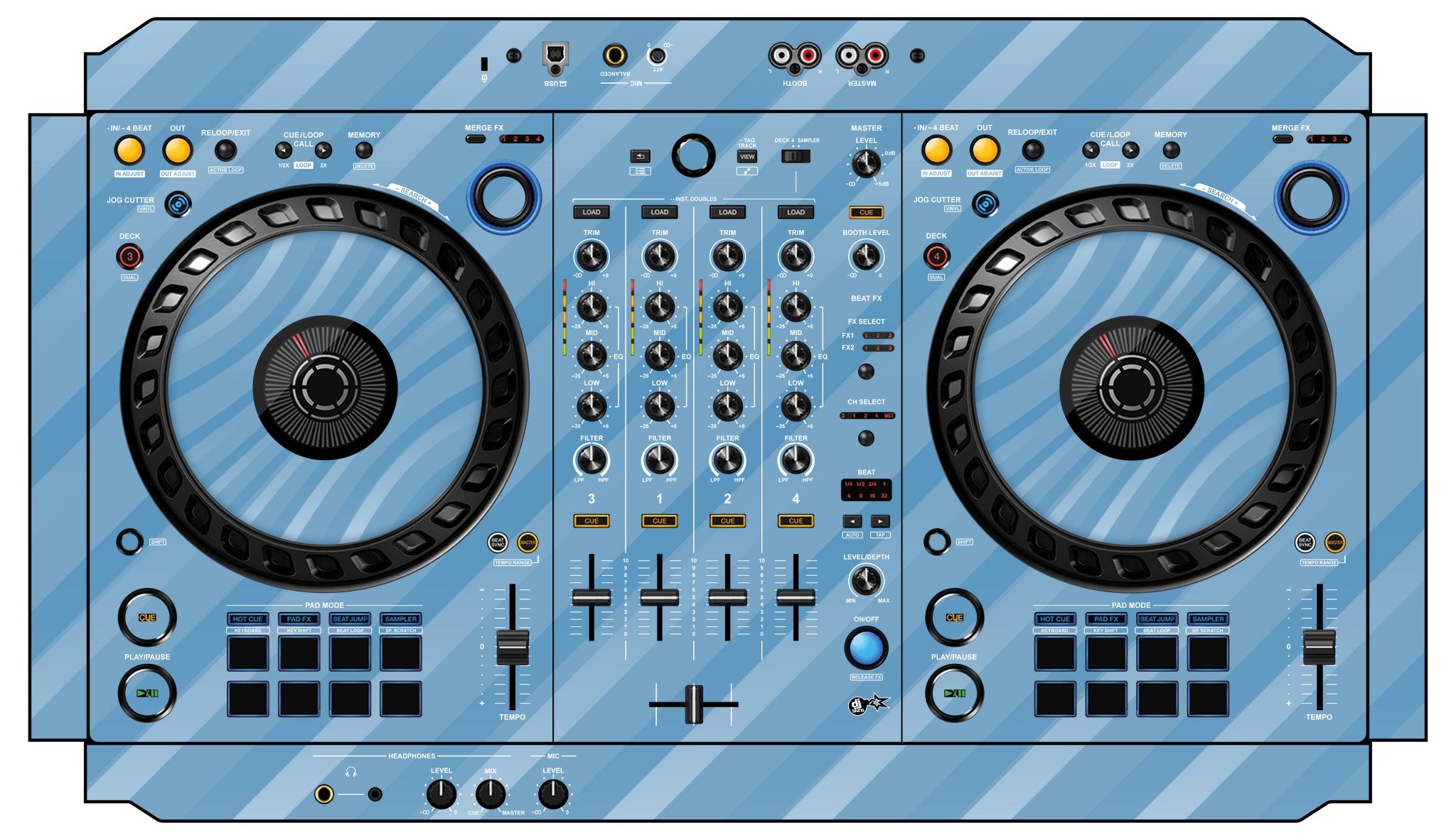 DJ Skins® Pioneer DJ DDJ FLX6 Skin Striper