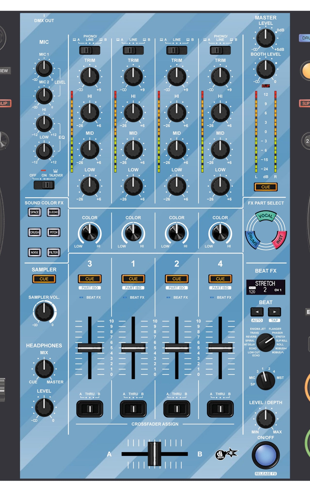 Pioneer DJ DDJ FLX10 MIXER Skin Striper