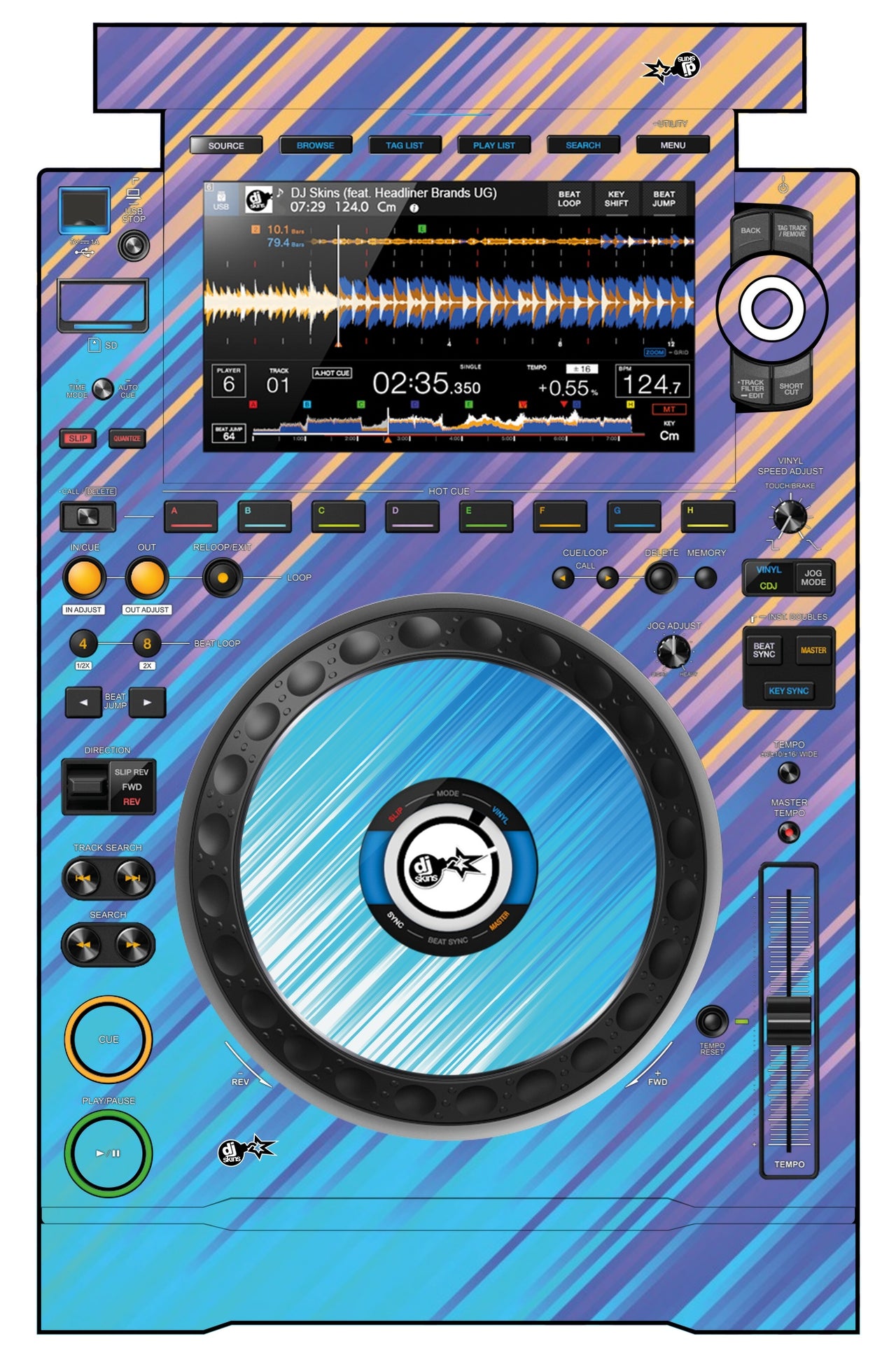 Pioneer DJ CDJ 3000 Skin Stripes