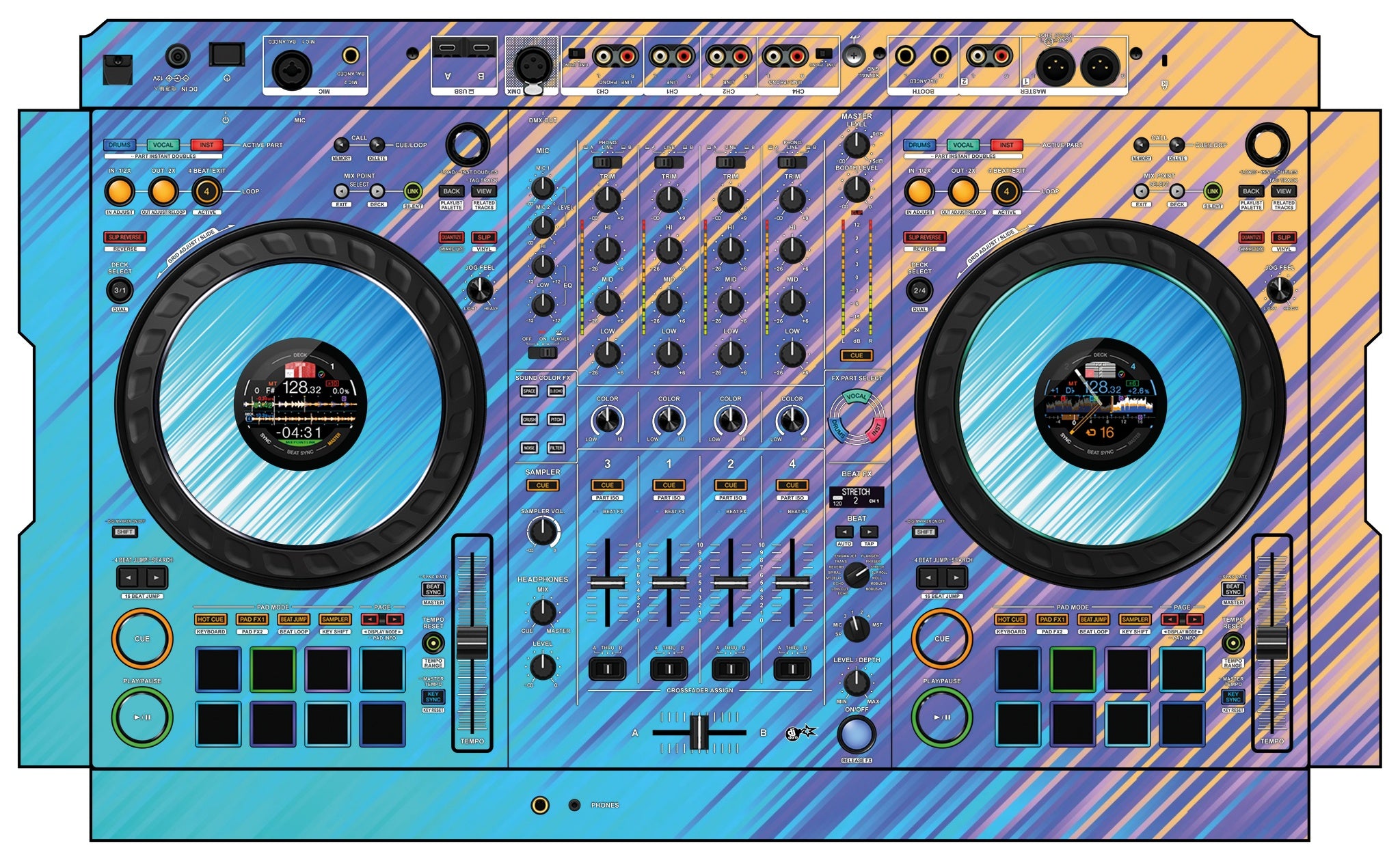 Pioneer DJ DDJ FLX10 Skin Stripes