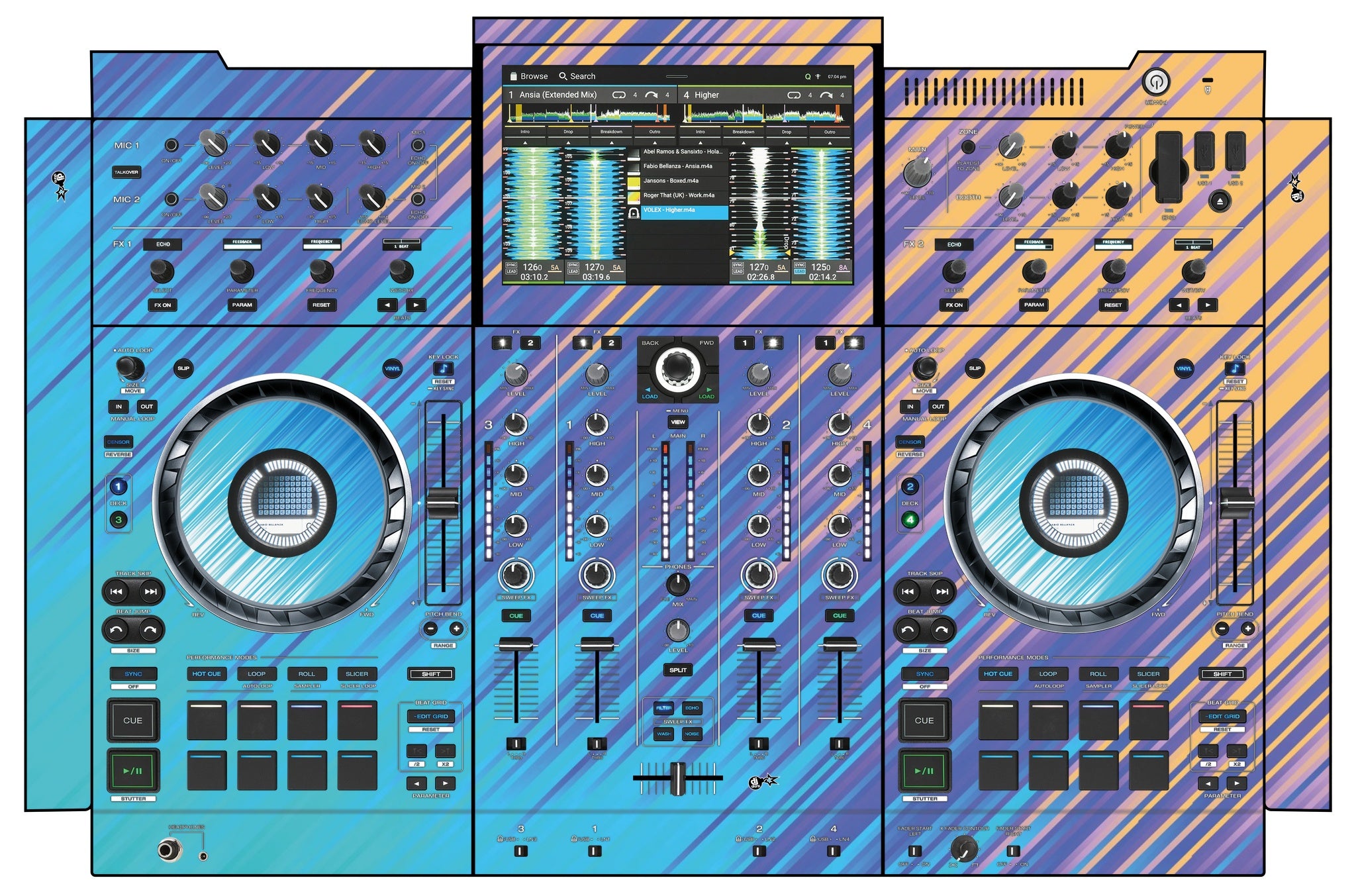 Denon DJ PRIME 4+ Skin Stripes