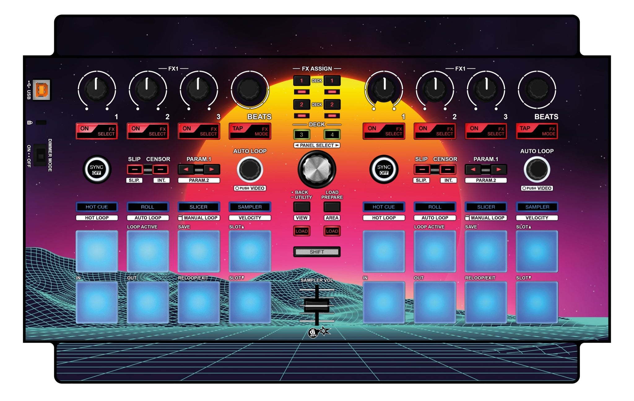 Pioneer DJ DDJ SP 1 Skin Synthwave Horizon