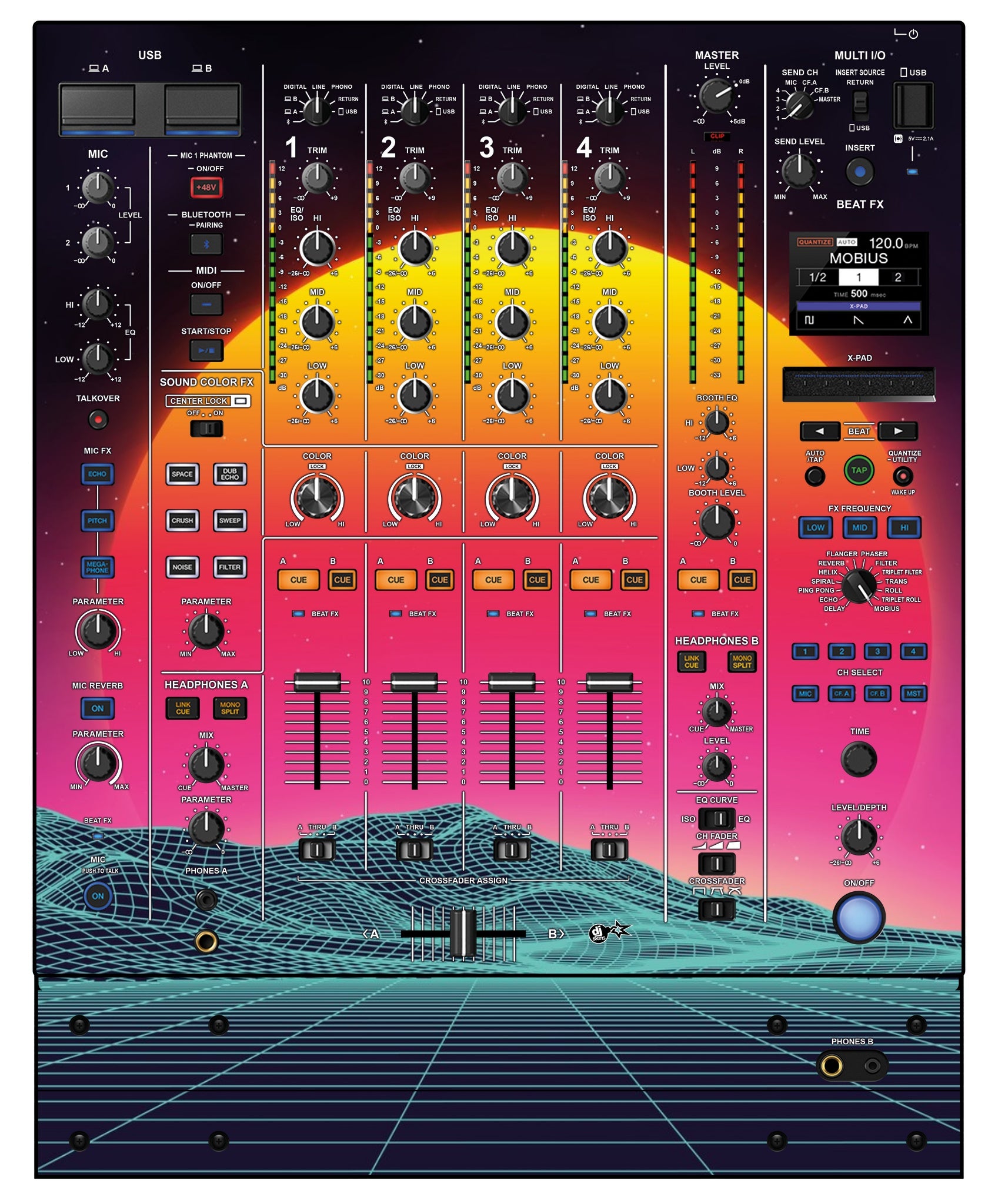 Pioneer DJ DJM A9 Skin Synthwave Horizon