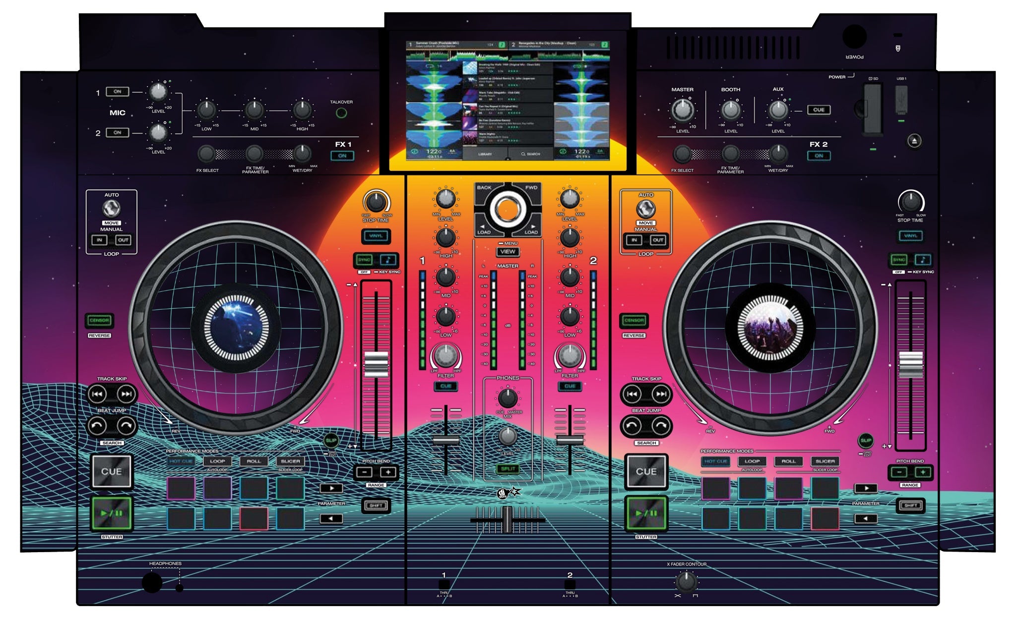 Denon DJ PRIME 2 Skin Synthwave Horizon