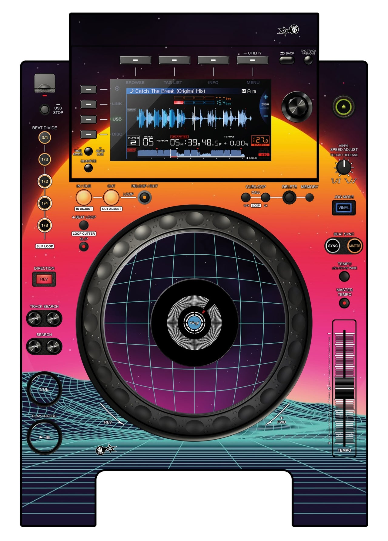 Pioneer DJ CDJ 900 NEXUS Skin Synthwave Horizon