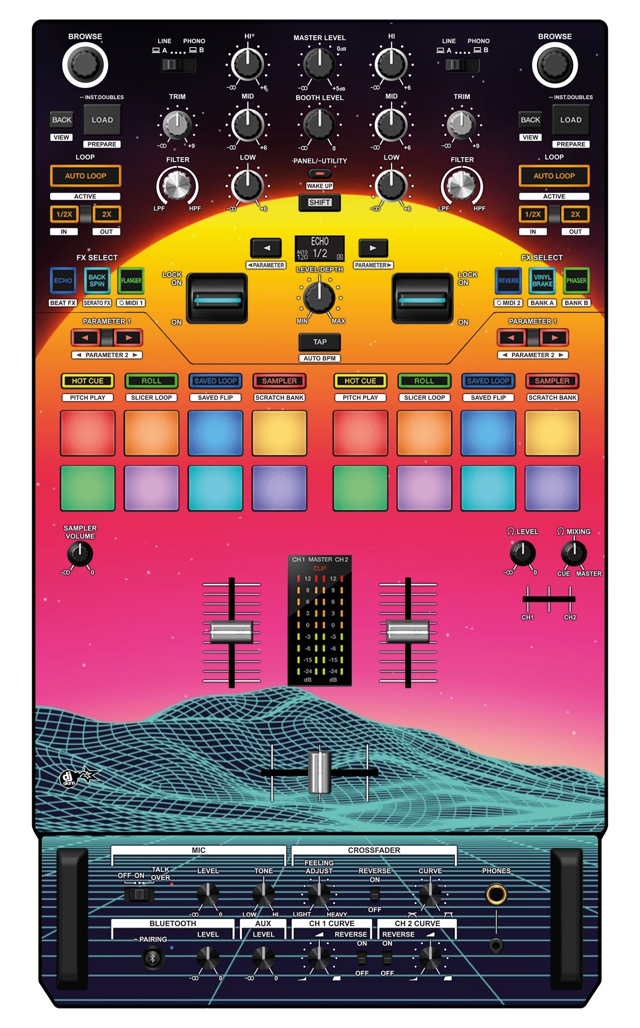 Pioneer DJ DJM S7 Skin Synthwave Horizon