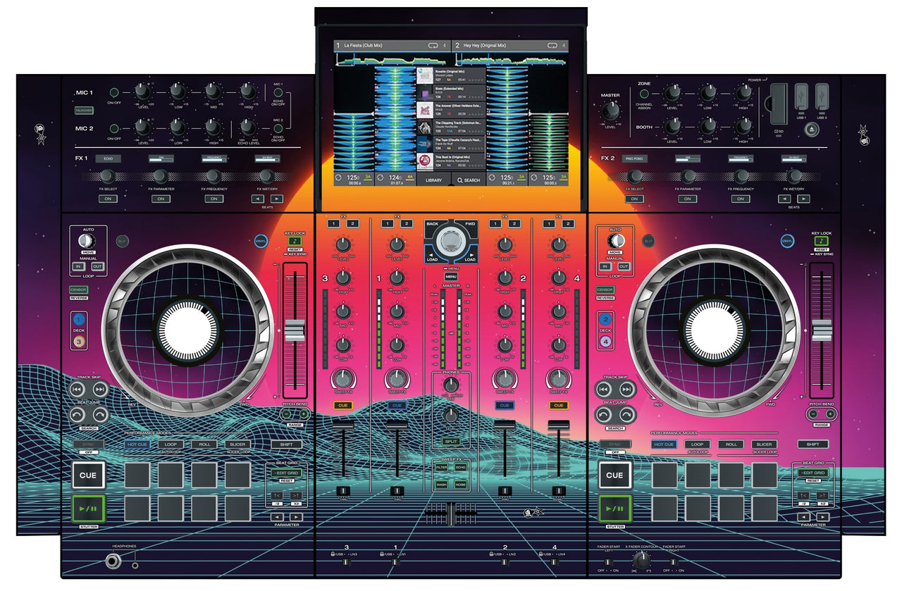 Denon DJ PRIME 4 Skin Synthwave Horizon