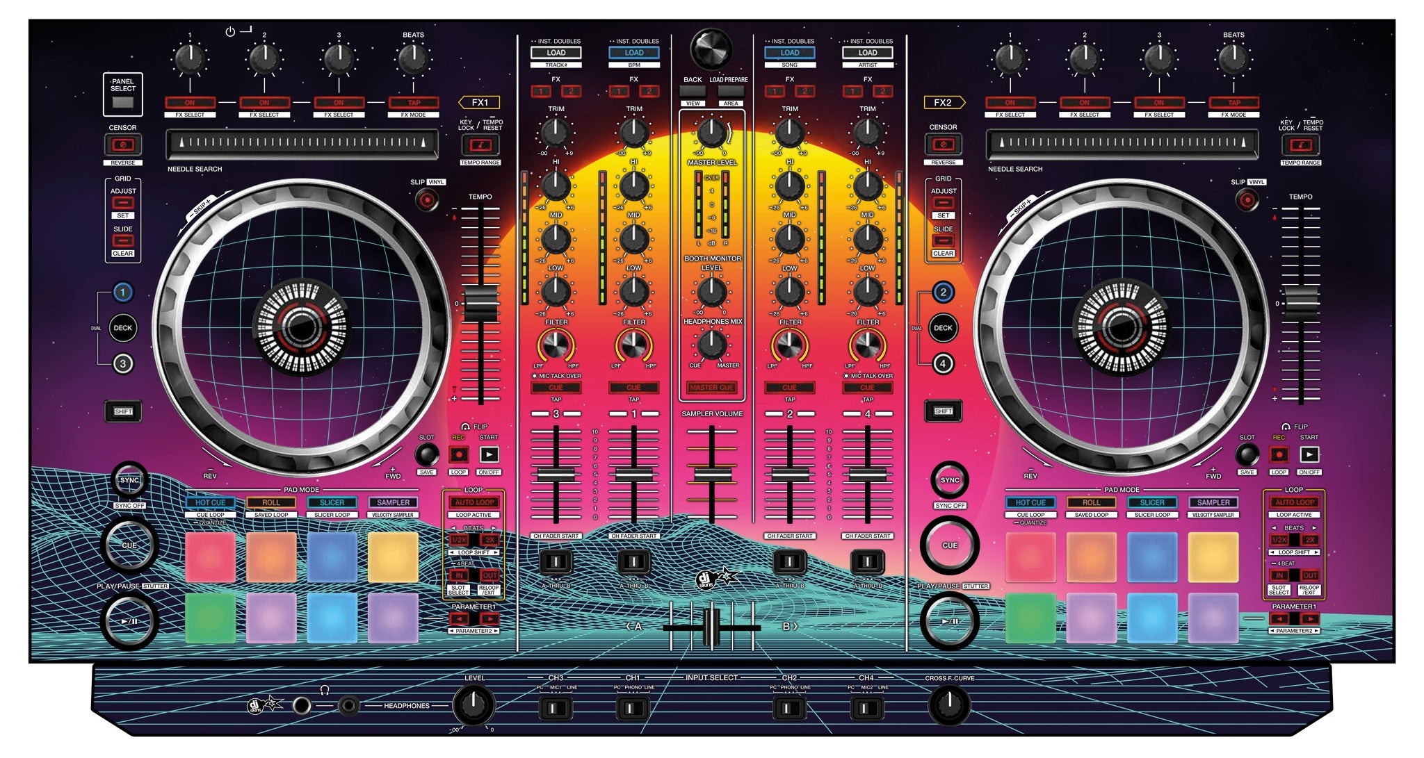 Pioneer DJ DDJ SX 2 Skin Synthwave Horizon