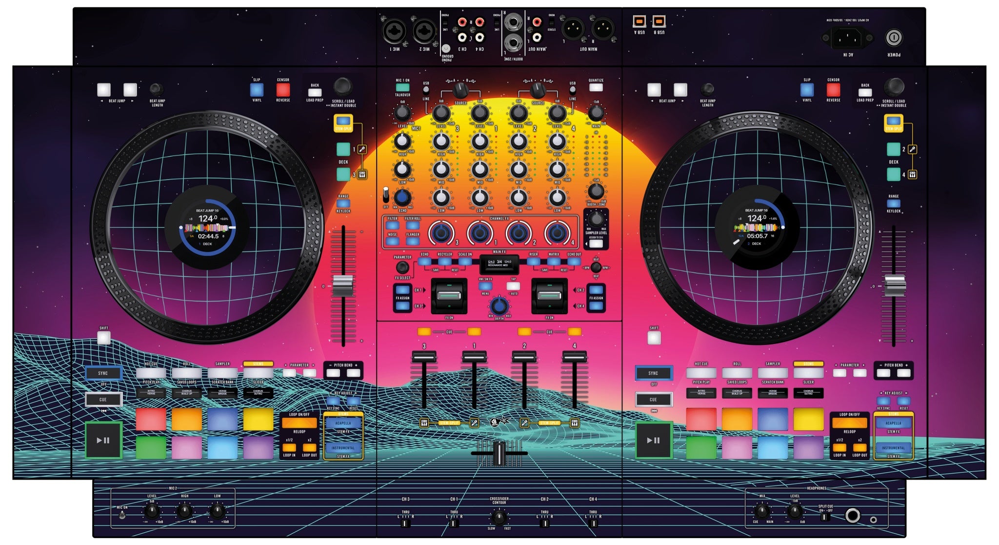 Rane FOUR Skin Synthwave Horizon