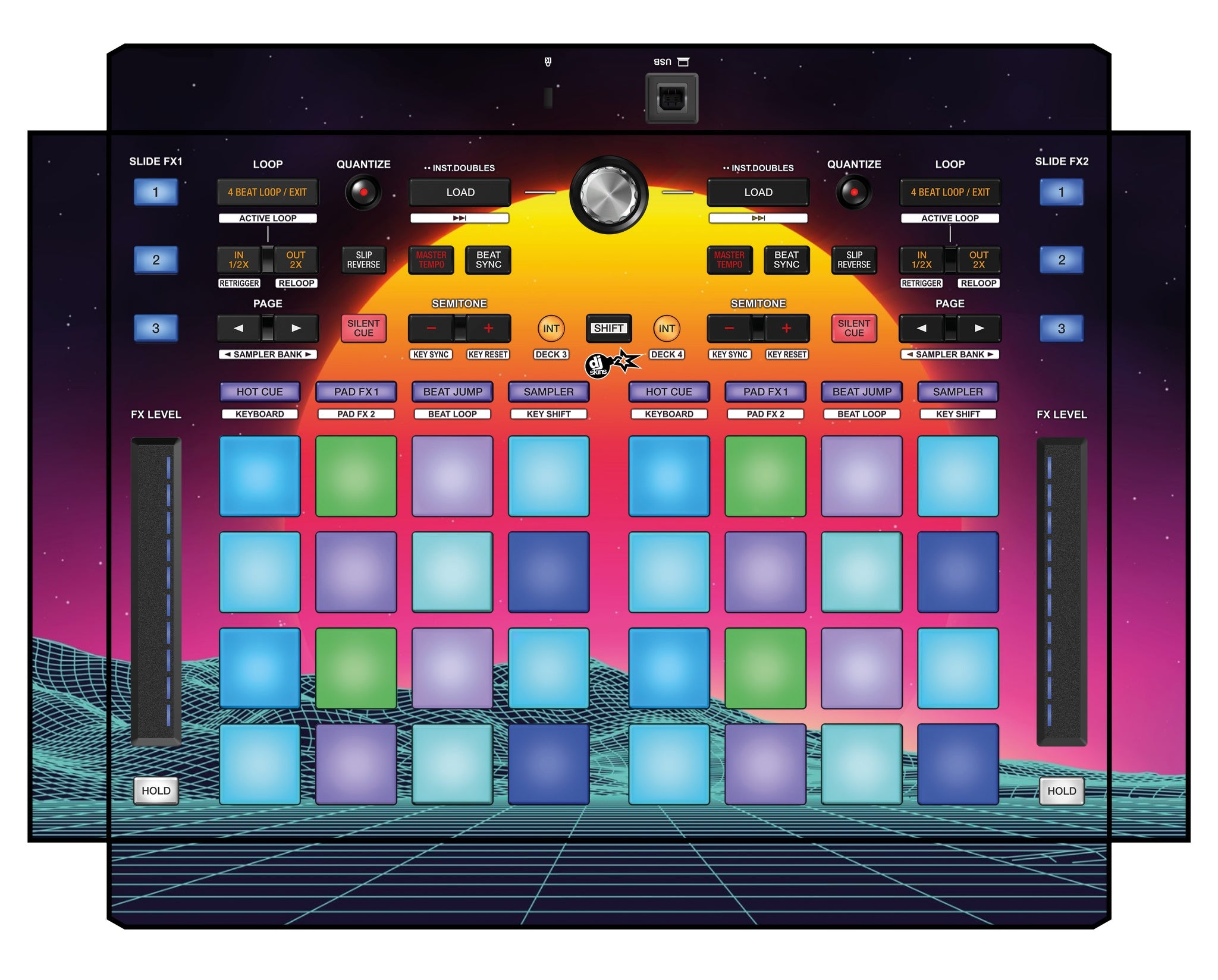 Pioneer DJ DDJ XP 1 Skin Synthwave Horizon