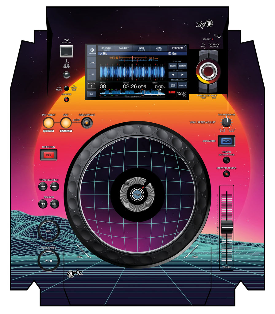 Pioneer DJ XDJ 1000 MK2 Skin Synthwave Horizon