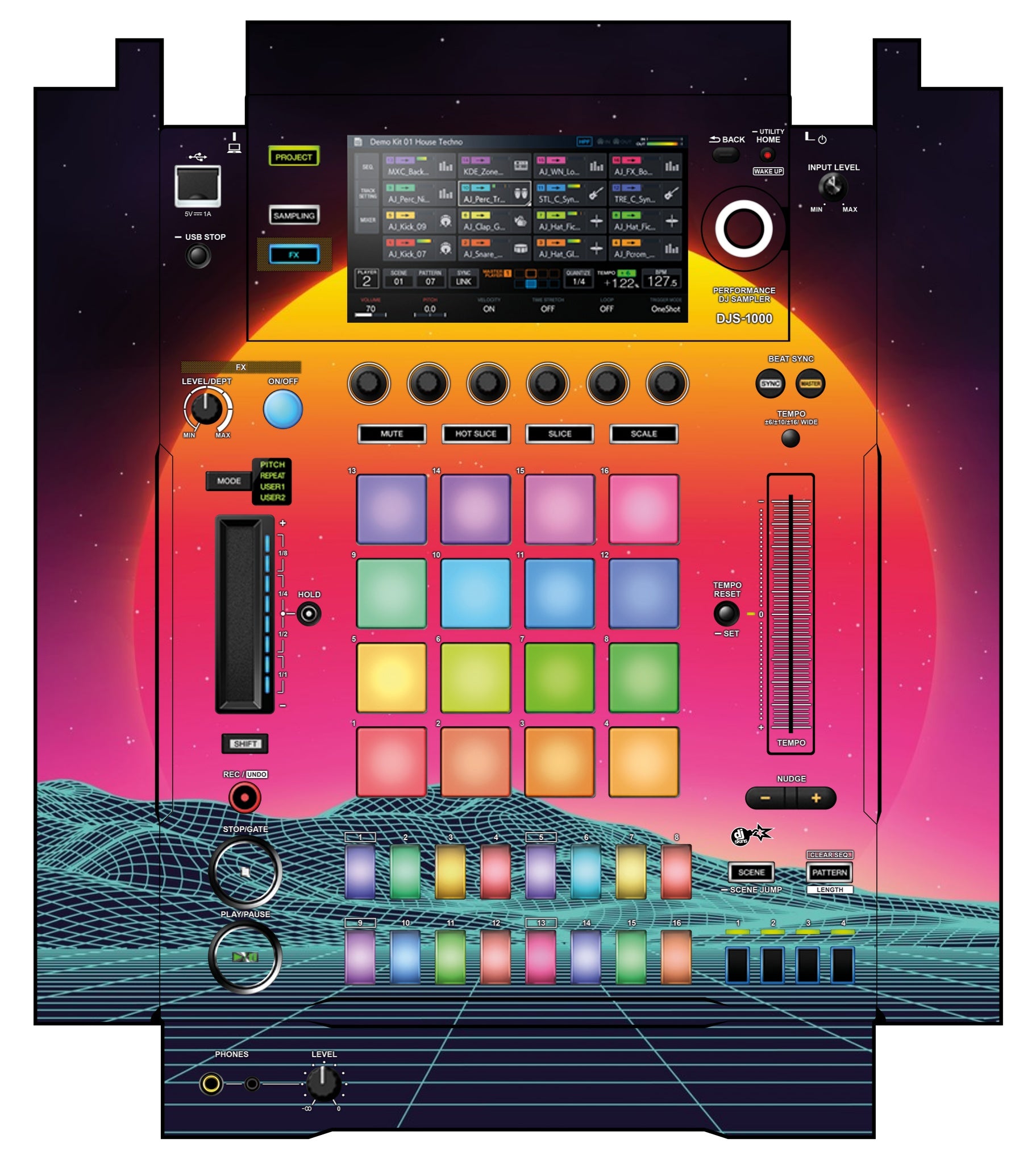 Pioneer DJ DJS 1000 Skin Synthwave Horizon