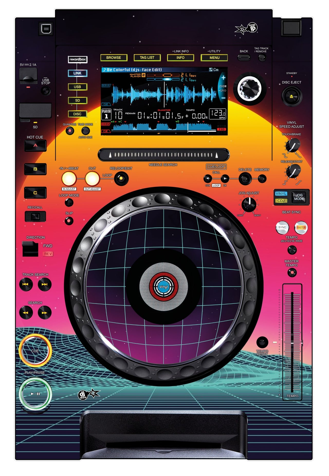 Pioneer DJ CDJ 2000 NEXUS Skin Synthwave Horizon