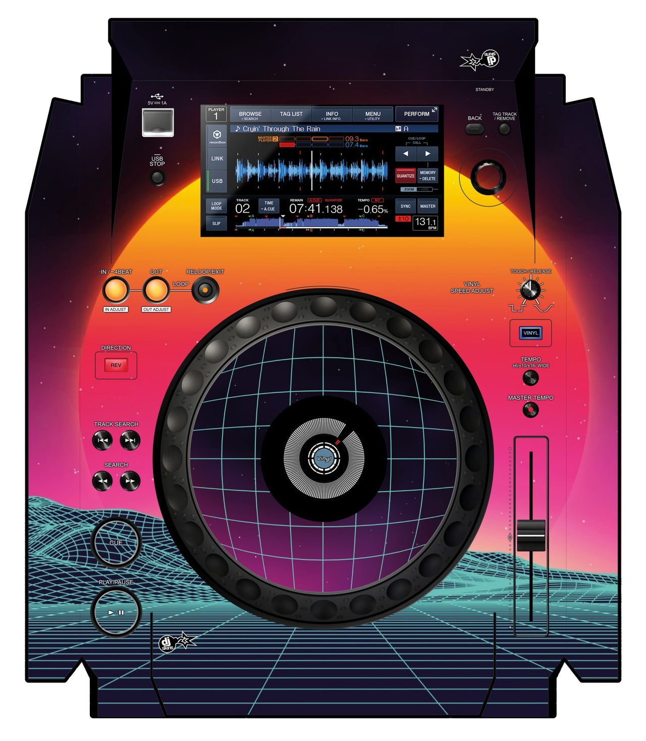 Pioneer DJ XDJ 1000 Skin Synthwave Horizon