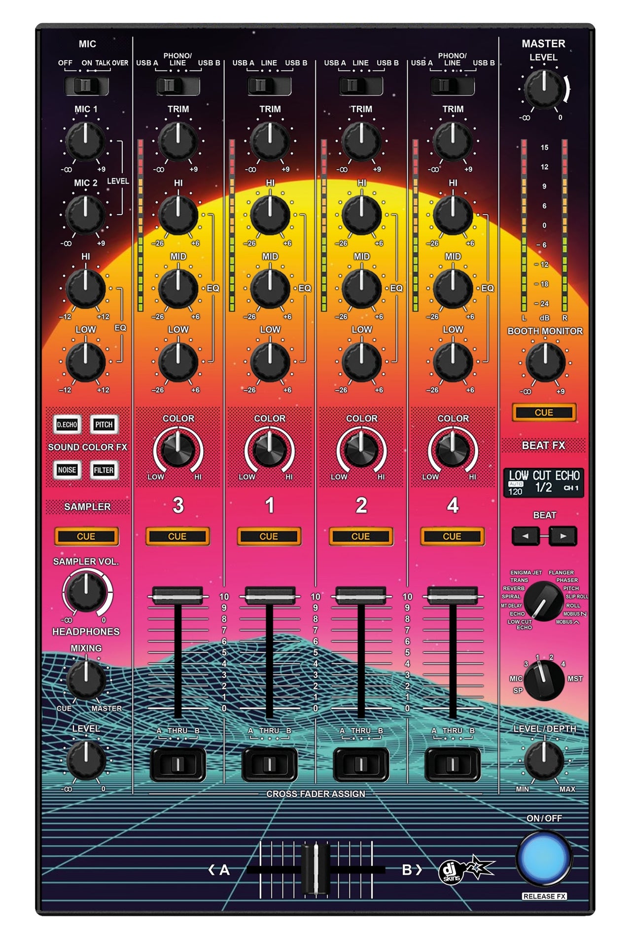 Pioneer DJ DDJ 1000 MIXER Skin Synthwave Horizon