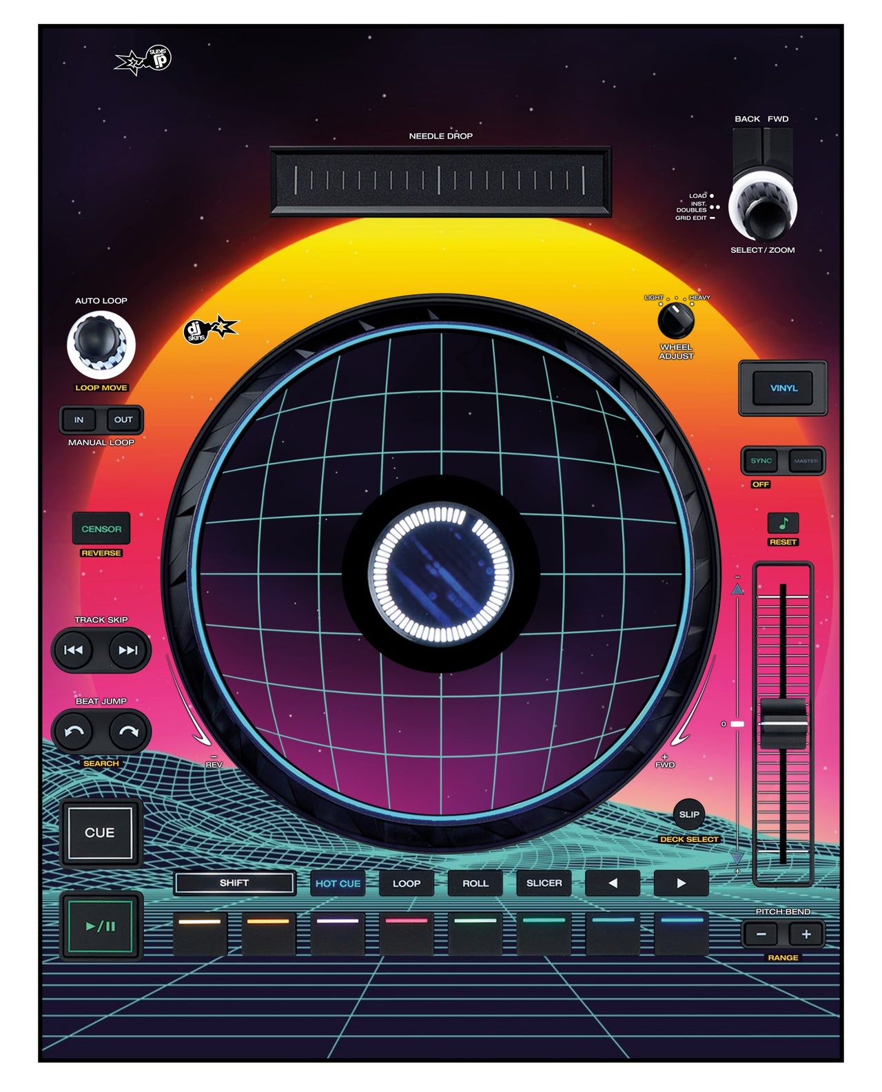Denon DJ LC 6000 Skin Synthwave Horizon