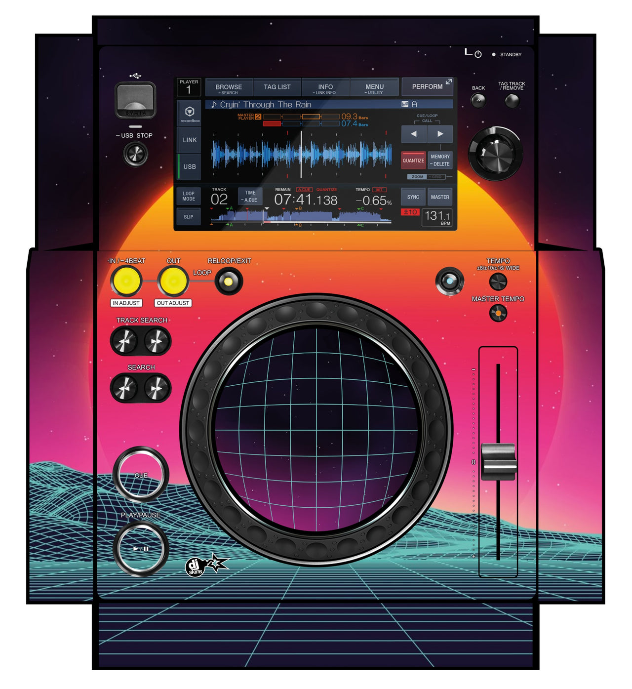 Pioneer DJ XDJ 700 Skin Synthwave Horizon
