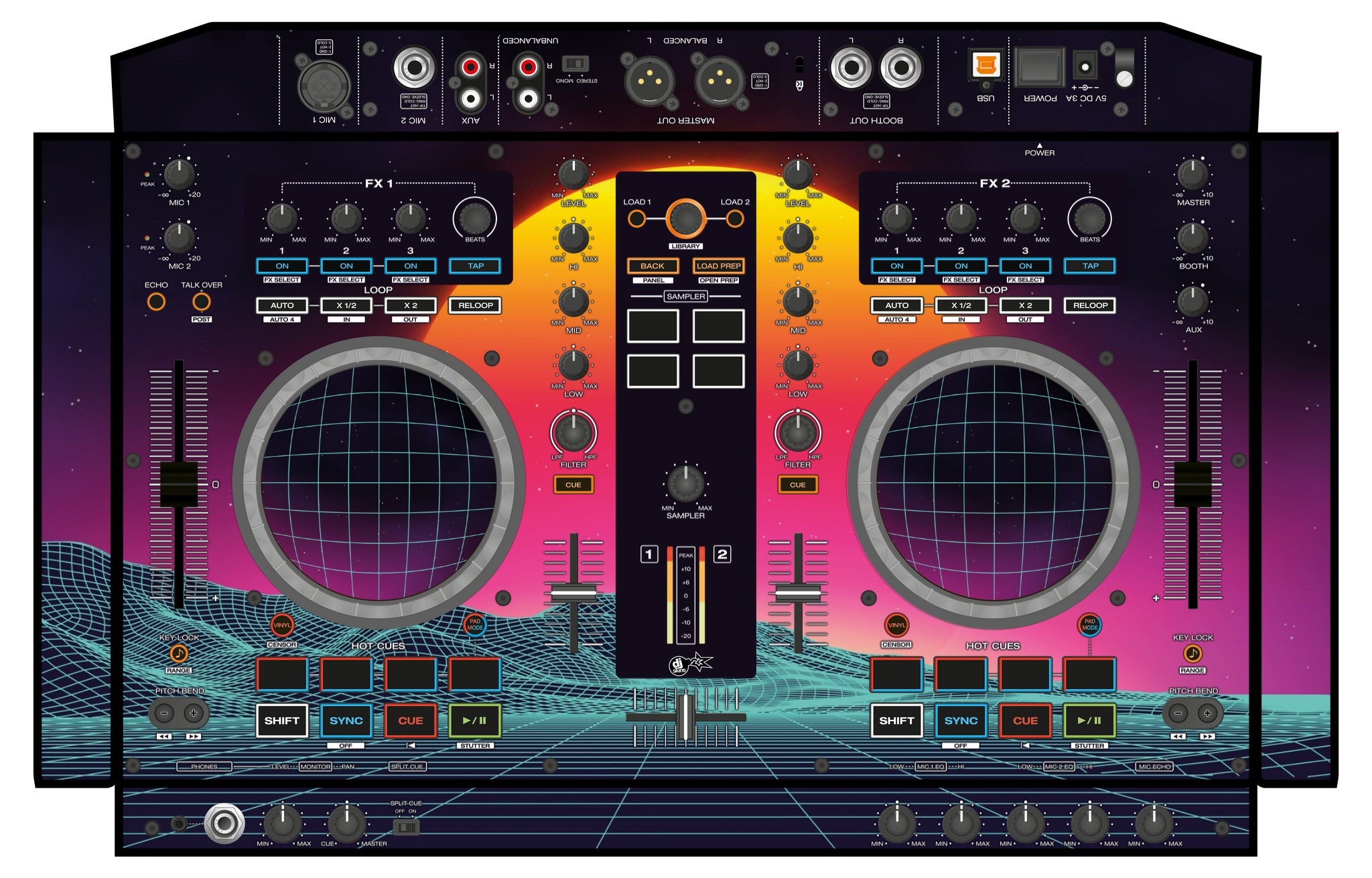 Denon DJ MC 4000 Skin Synthwave Horizon