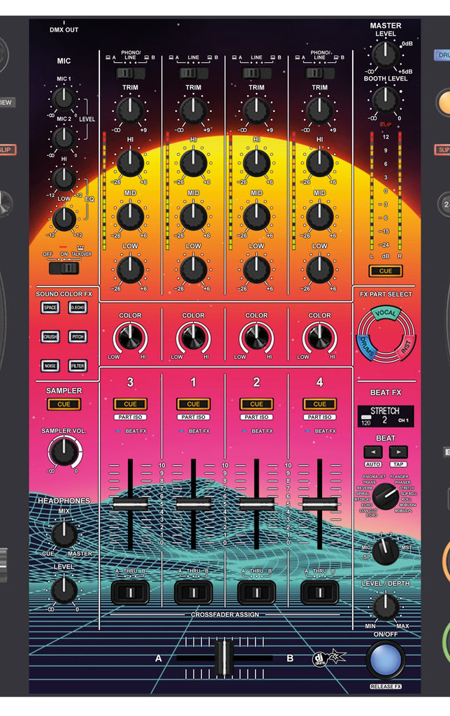 Pioneer DJ DDJ FLX10 MIXER Skin Synthwave Horizon