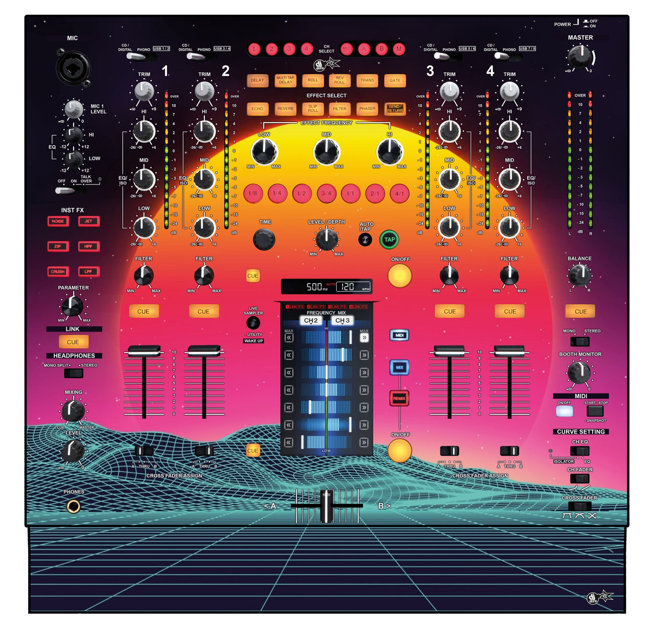 Pioneer DJ DJM 2000 Skin Synthwave Horizon
