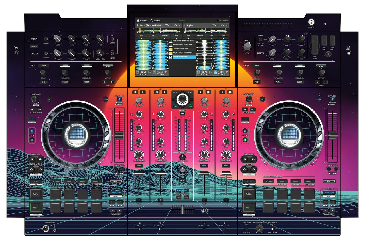 Denon DJ PRIME 4+ Skin Synthwave Horizon