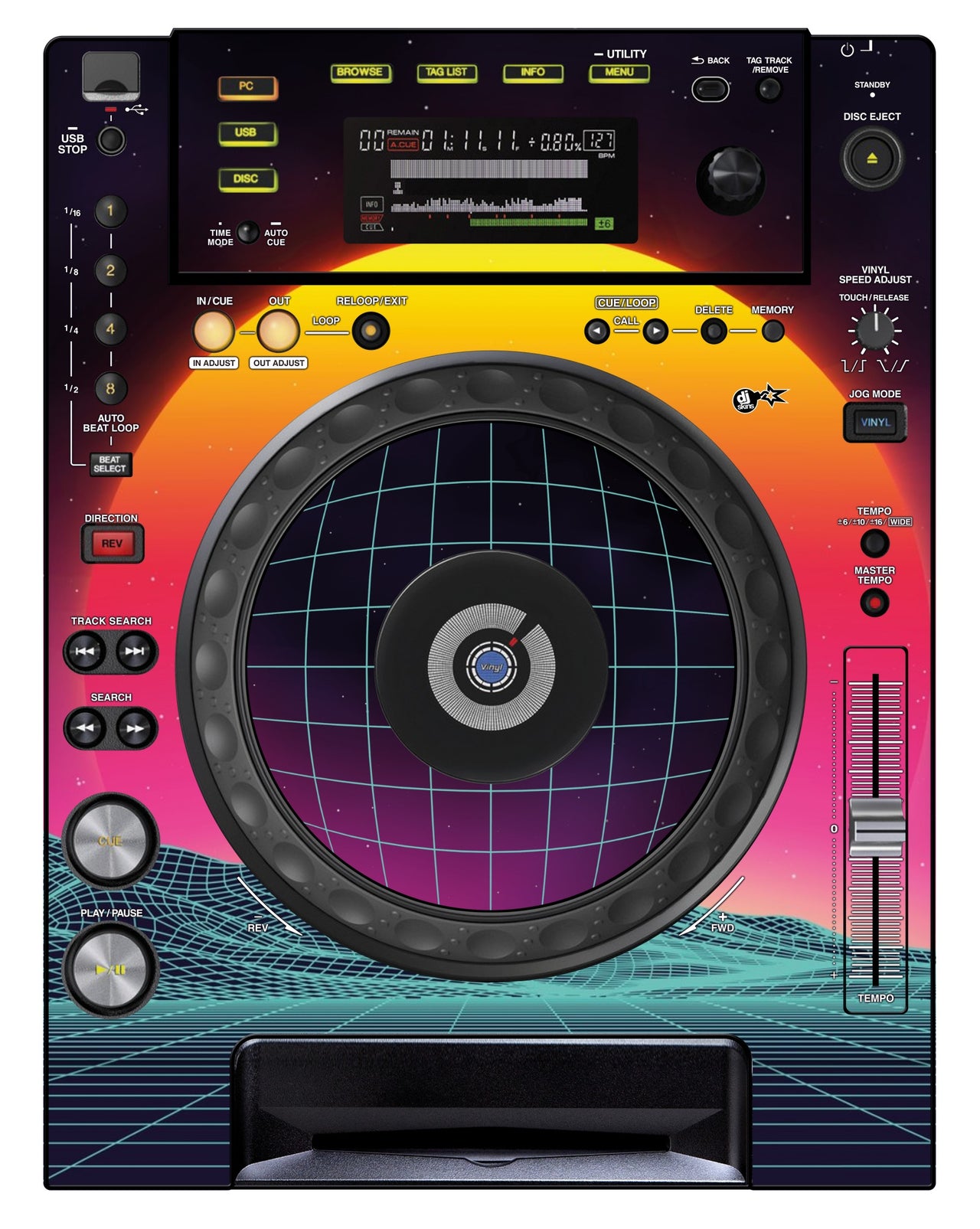Pioneer DJ CDJ 850 Skin Synthwave Horizon