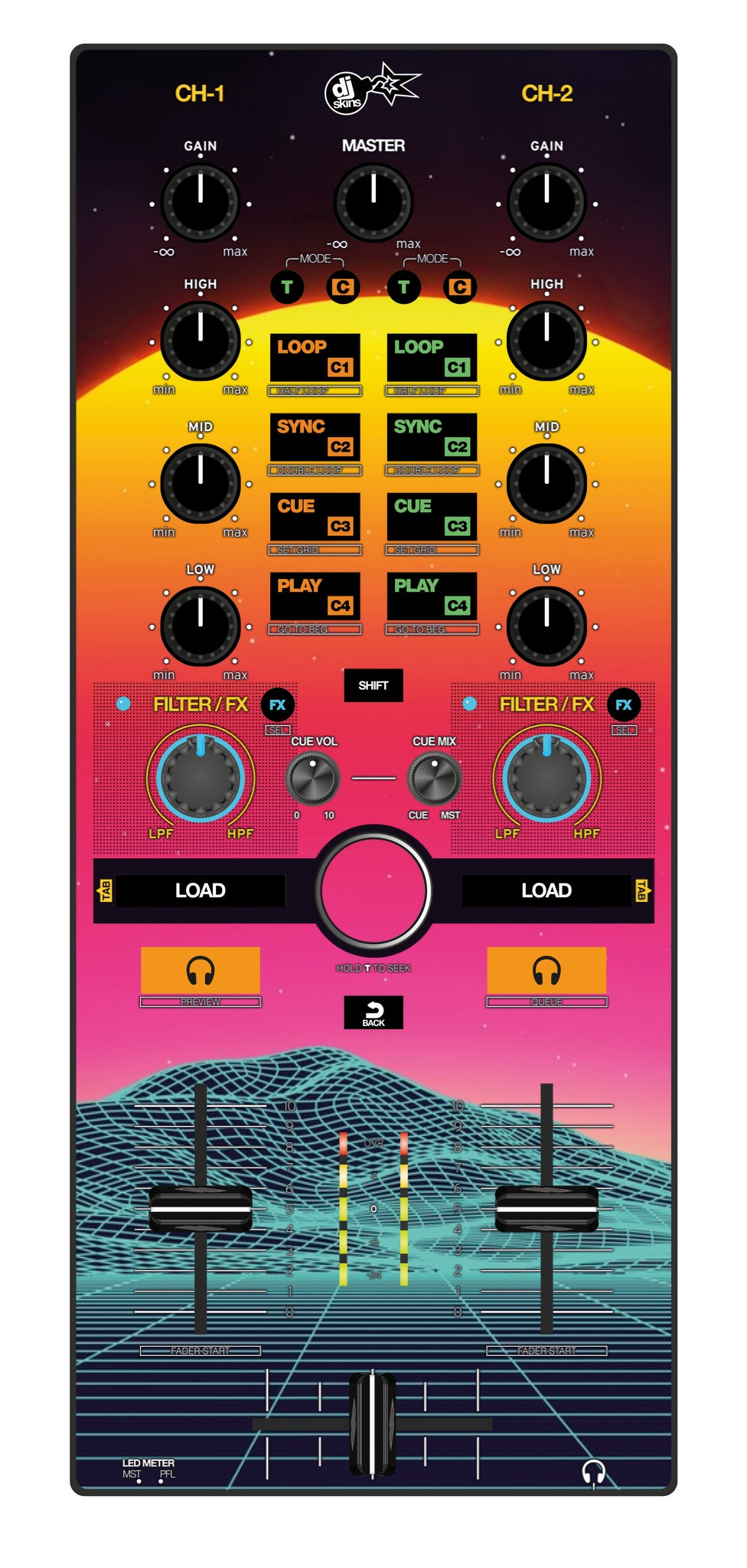 Reloop Mixtour Skin Synthwave Horizon