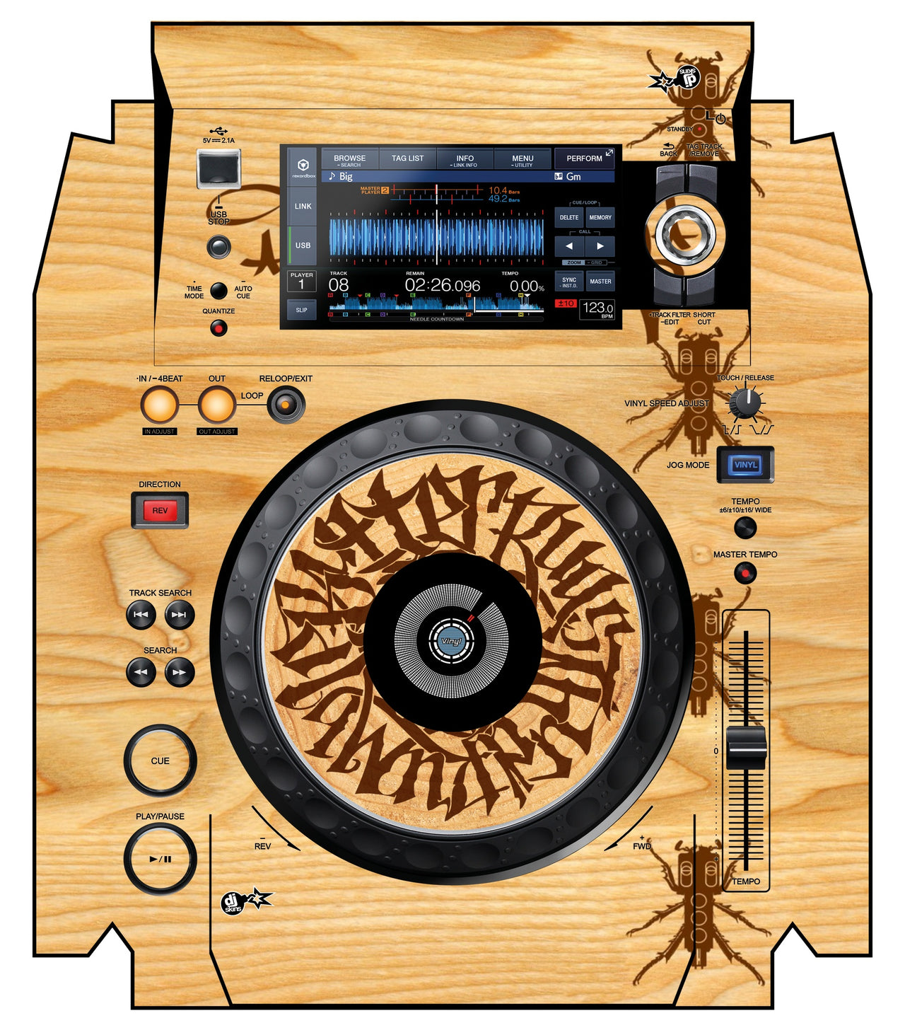 Pioneer DJ XDJ 1000 MK2 Skin Thudrumble Wood