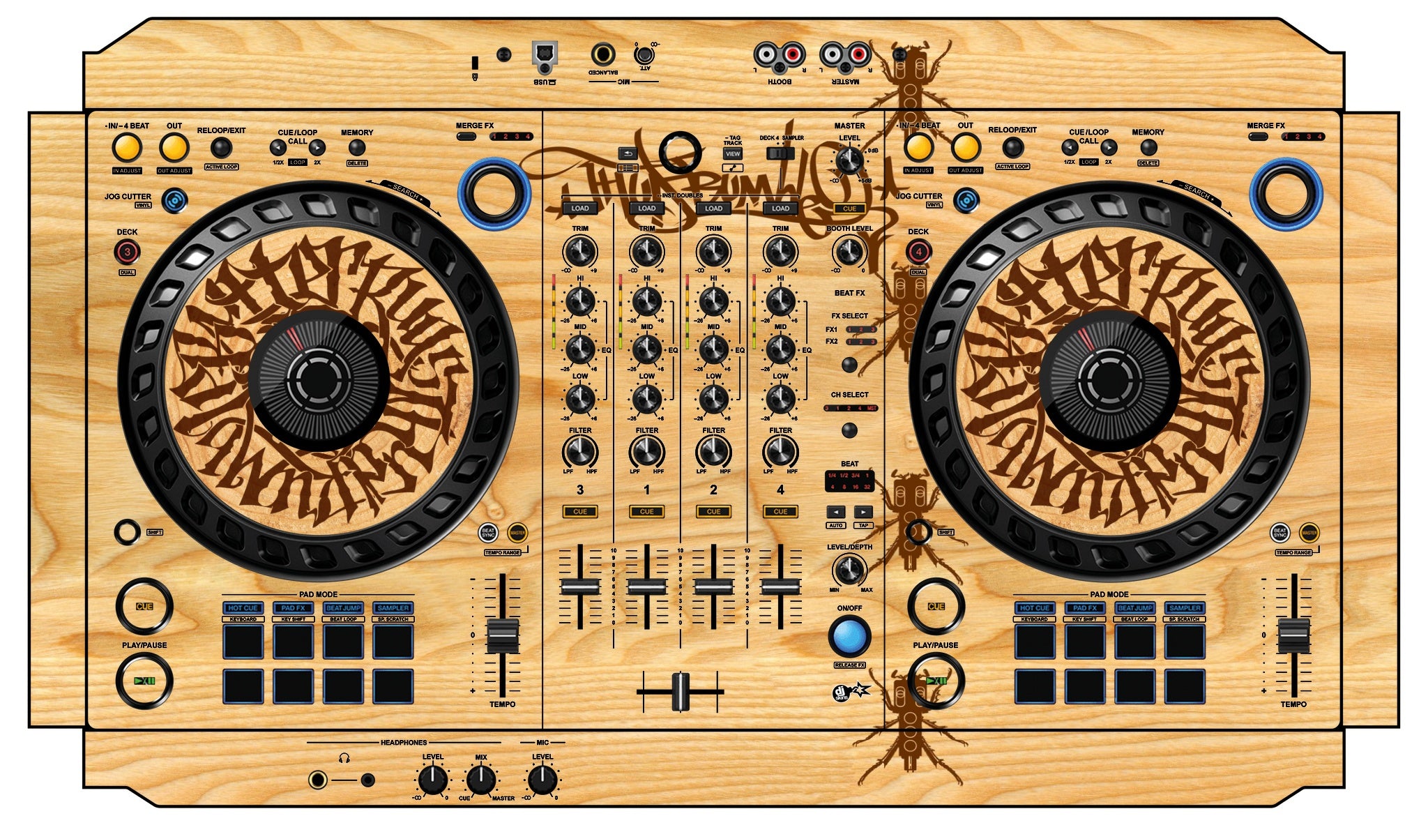 Pioneer DJ DDJ FLX6 Skin Thudrumble Wood