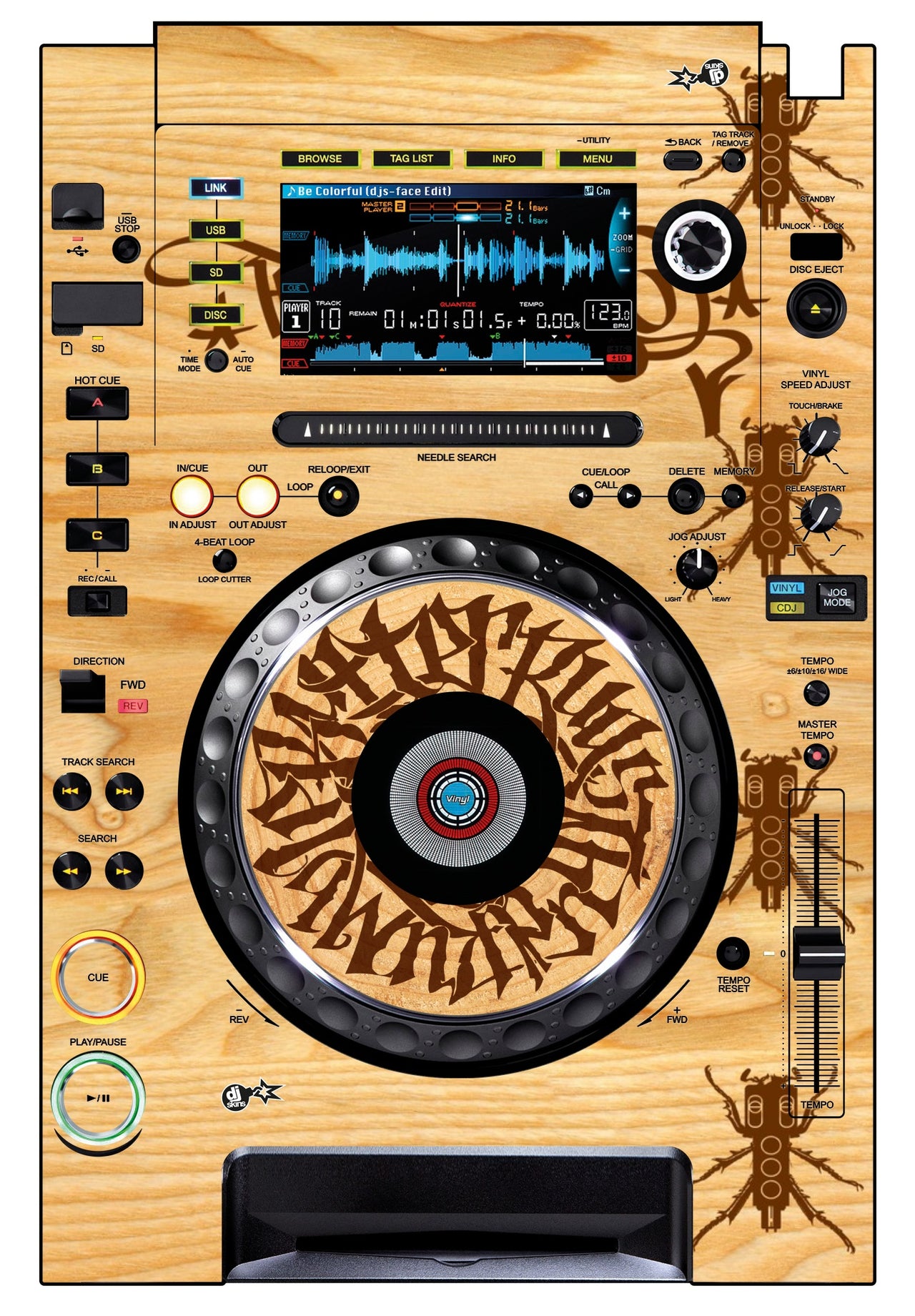 Pioneer DJ CDJ 2000 Skin Thudrumble Wood