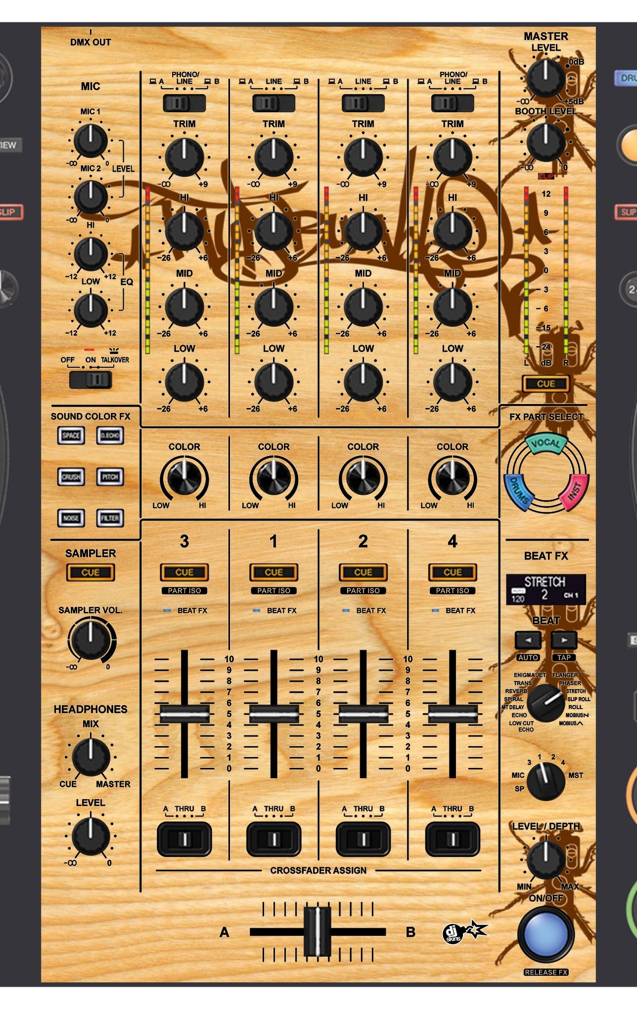 Pioneer DJ DDJ FLX10 MIXER Skin Thudrumble Wood