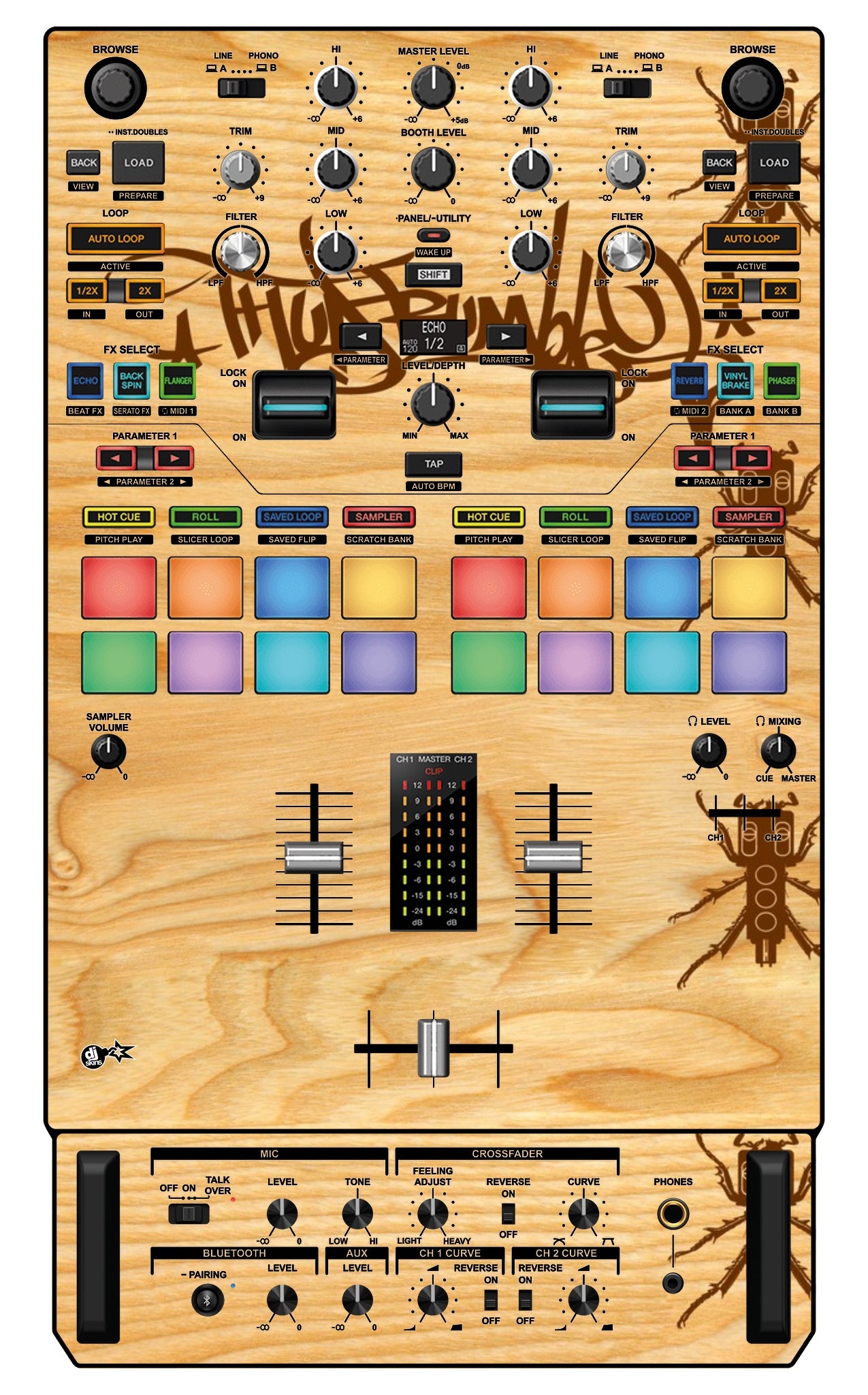 Pioneer DJ DJM S7 Skin Thudrumble Wood