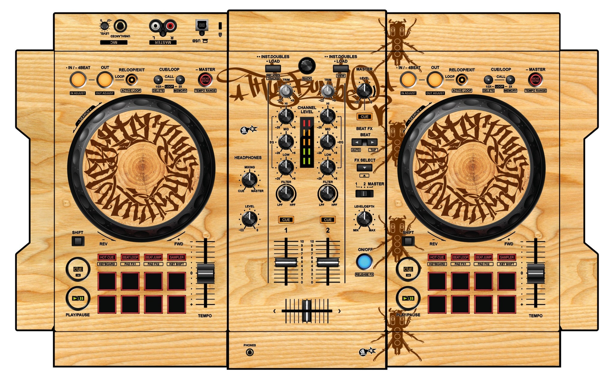 Pioneer DJ DDJ 400 Skin Thudrumble Wood